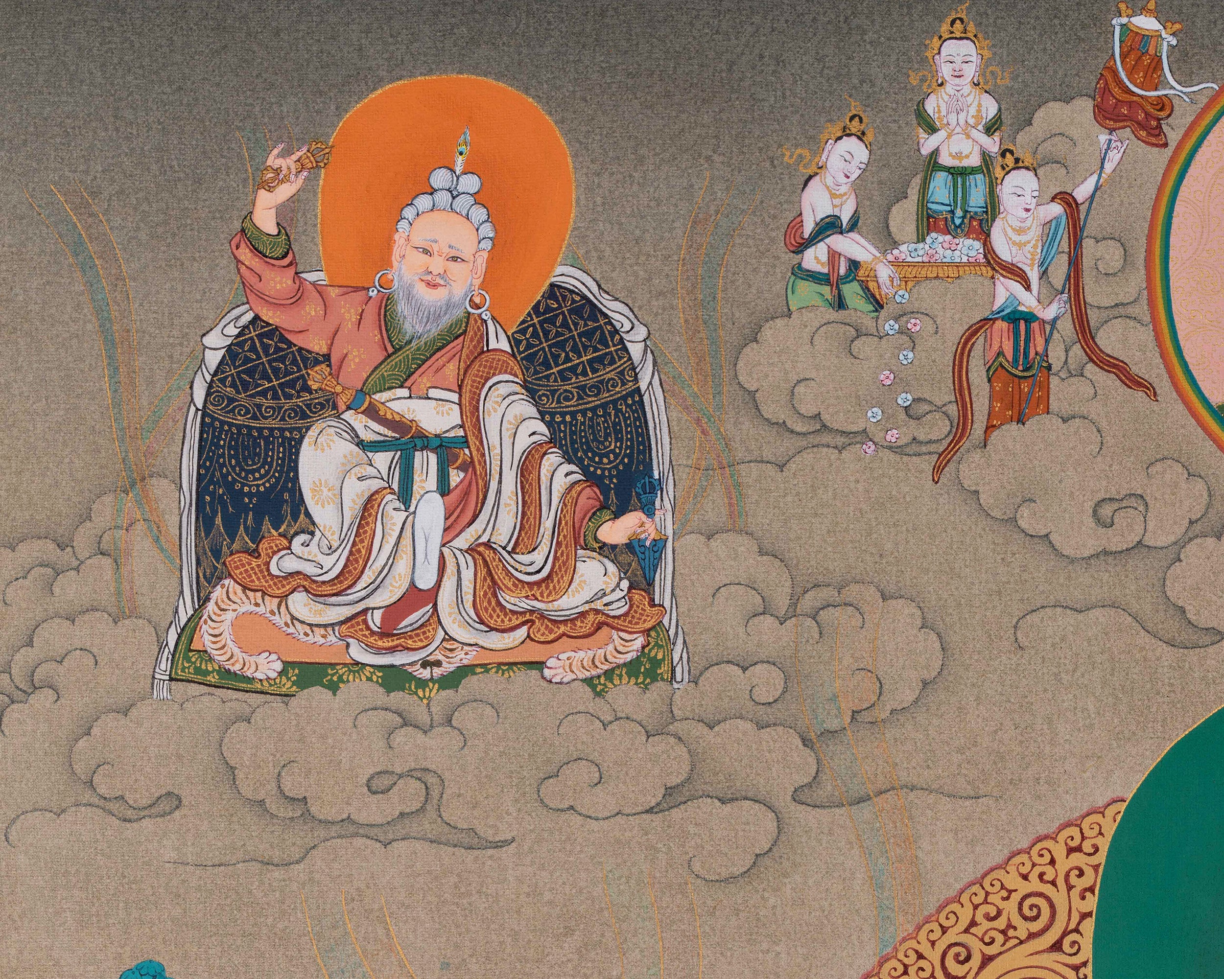 Lake-born Vajra, Guru Tsokye Dorje Thangka | A Masterpiece of Divine Assembly