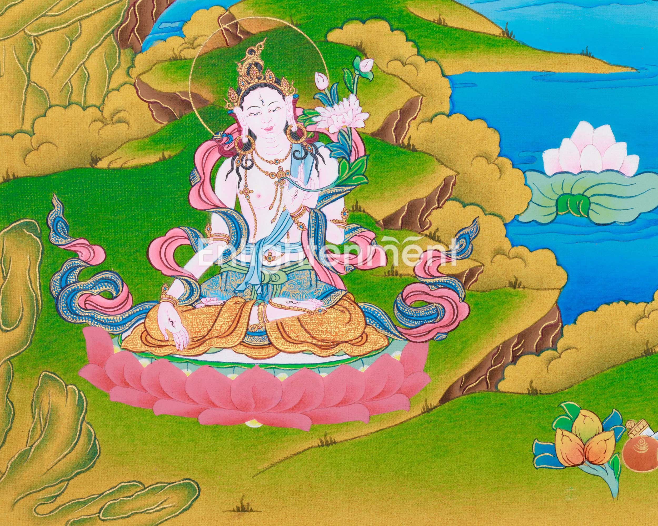 Amitayus Buddha Thangka | Buddhist Deity Amitayus With White Tara, Amitabha & Namgyalma