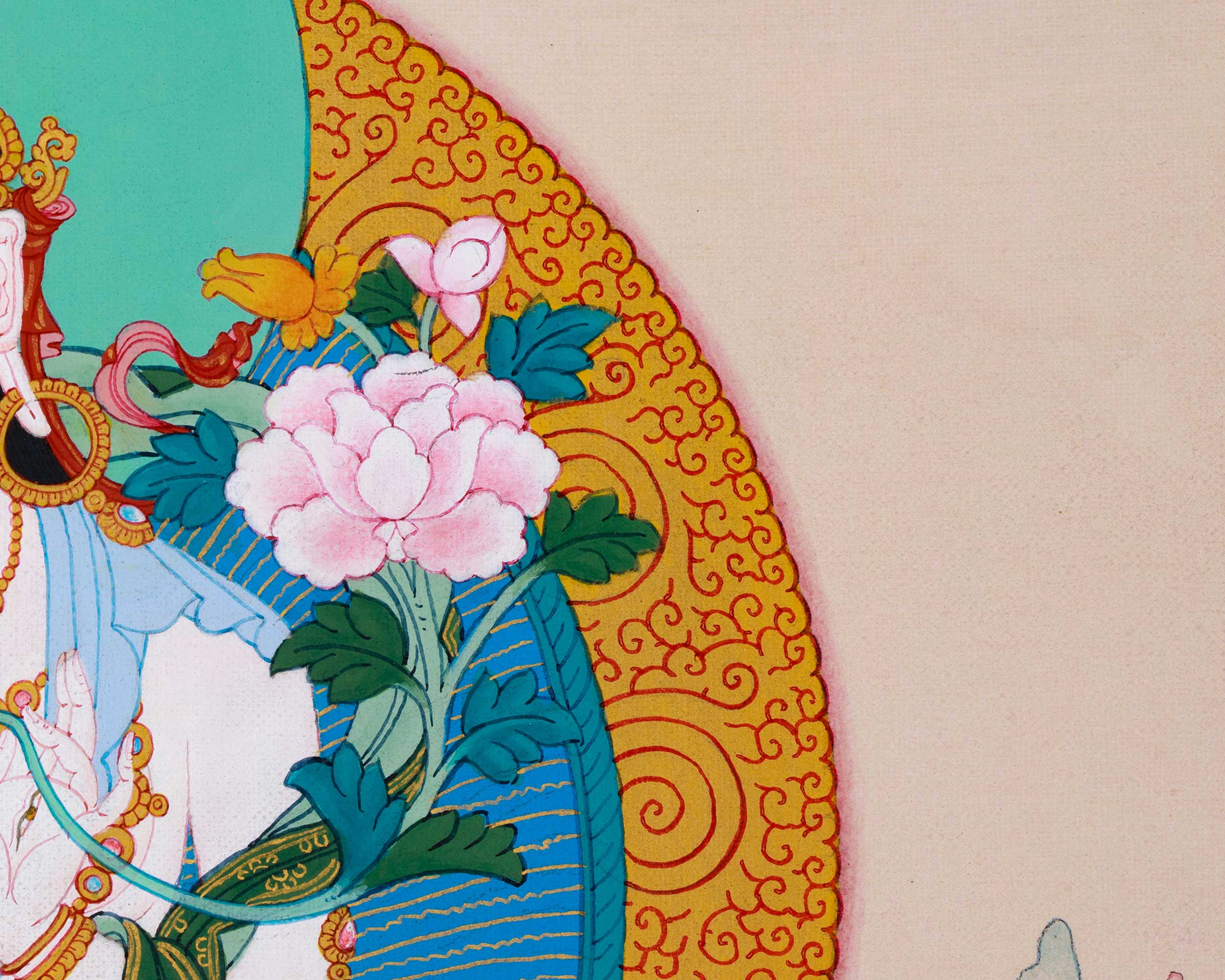 White Tara Meditation Thangka | Traditional Mother Tara Art