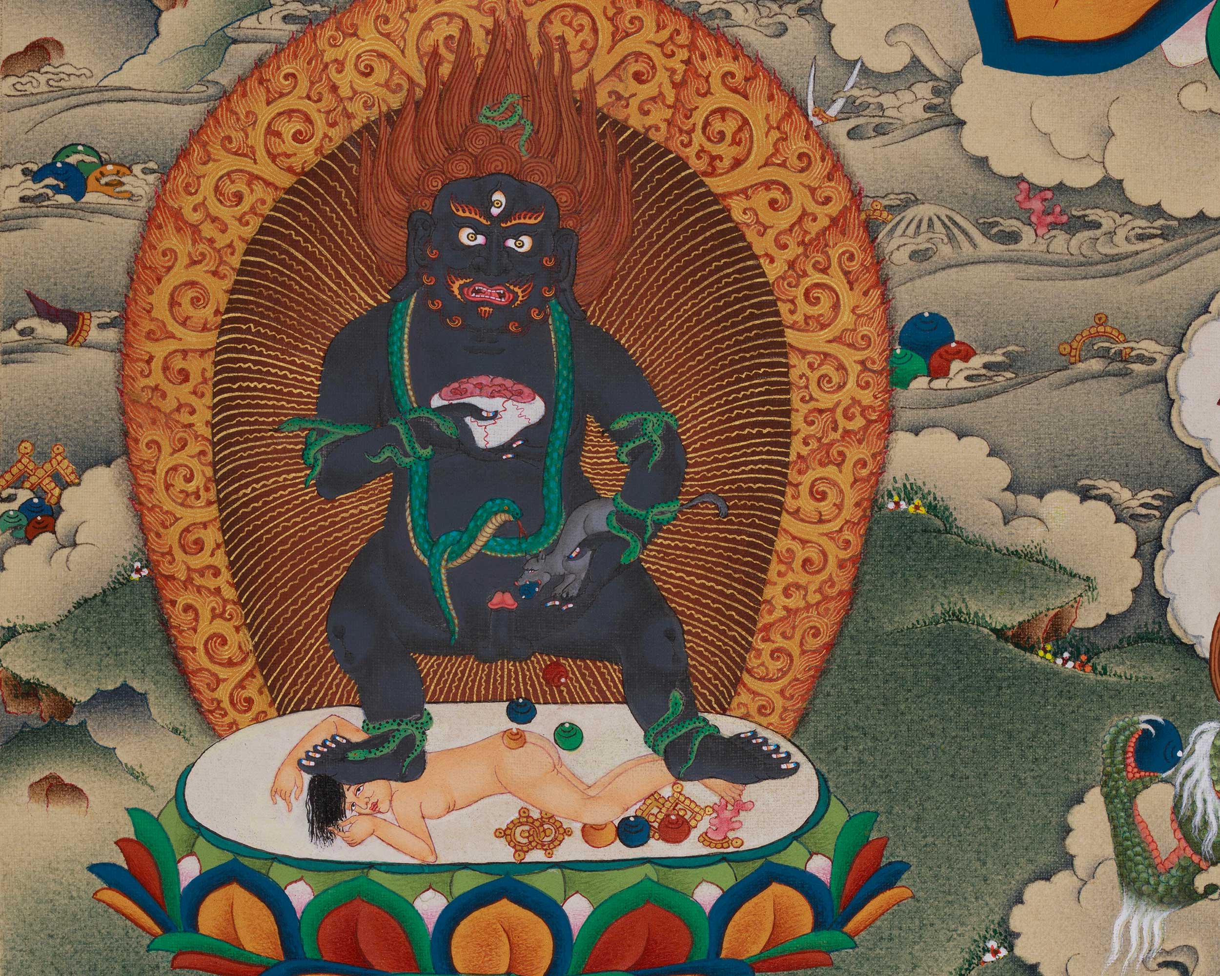 Divine Thangka of White Mahakala | Prosperity Deity