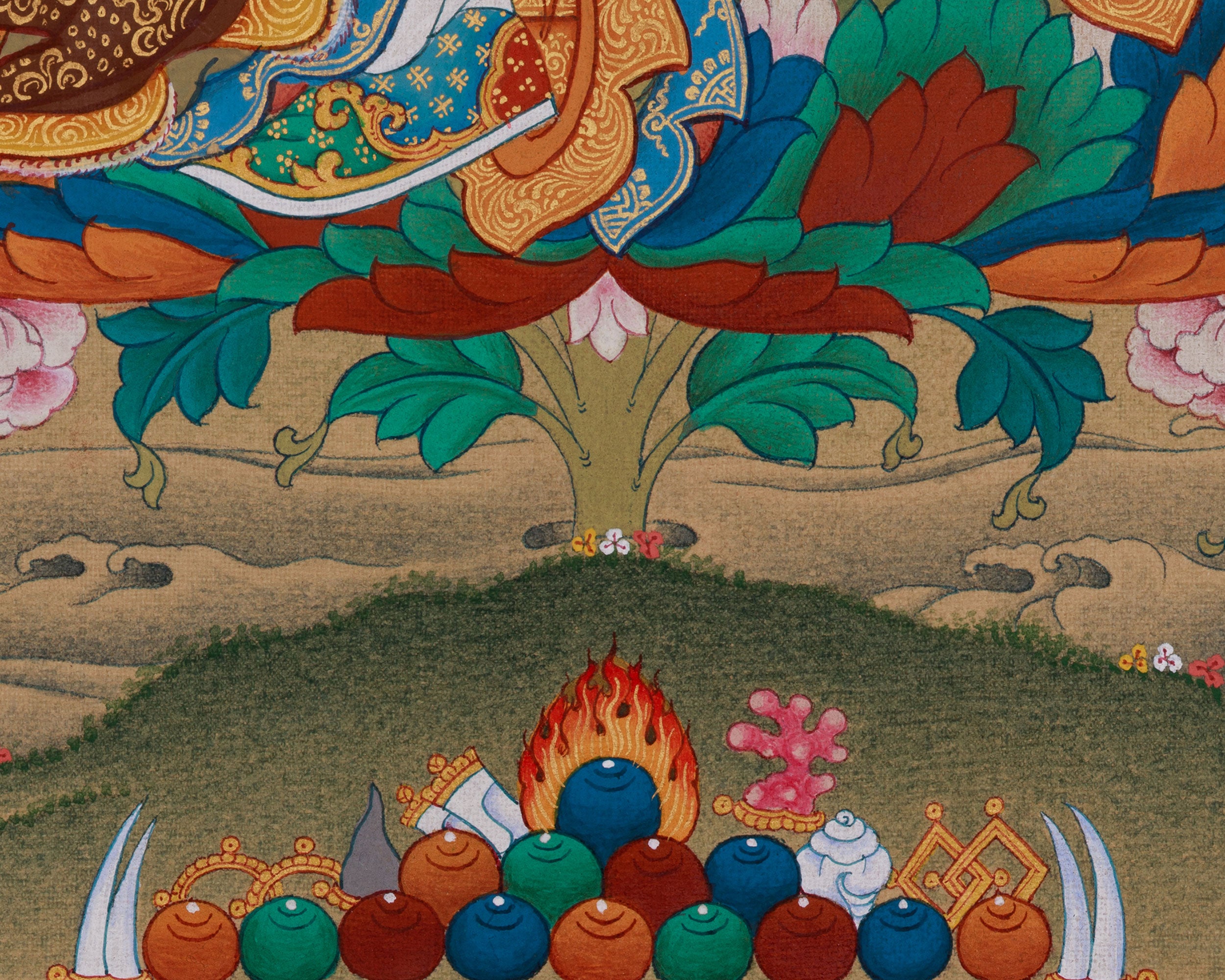 Buddhist Master, Guru Padmasambhava Painting | Featuring Amitabha Buddha