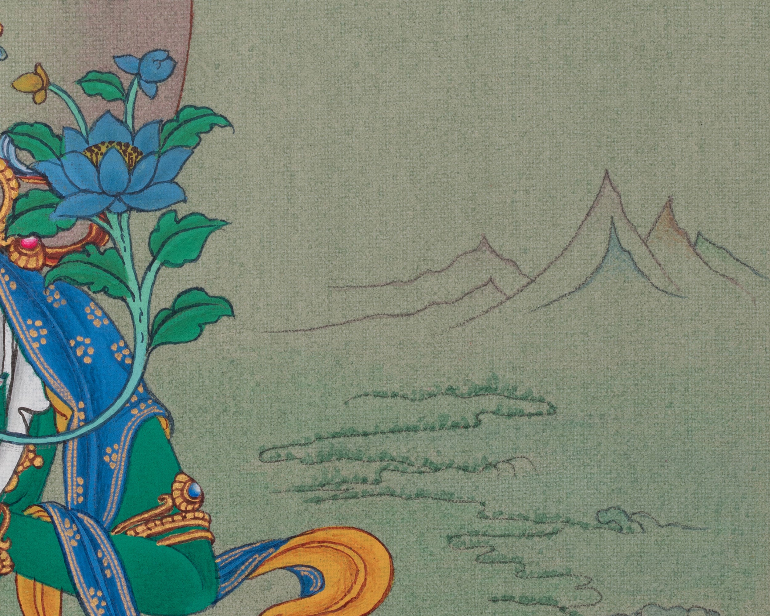 Swift Compassion Deity Green Tara Thangka | Tibetan Buddhist Artwork | Shyama Tara