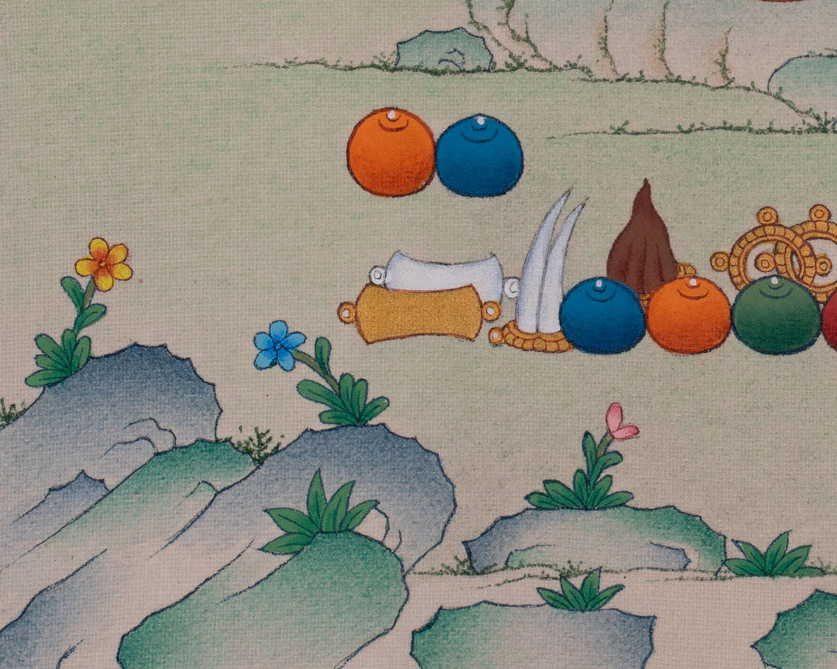 Buddhist Dzambhala Thangka | Sacred Art of Wealth, Generosity, and Abundance