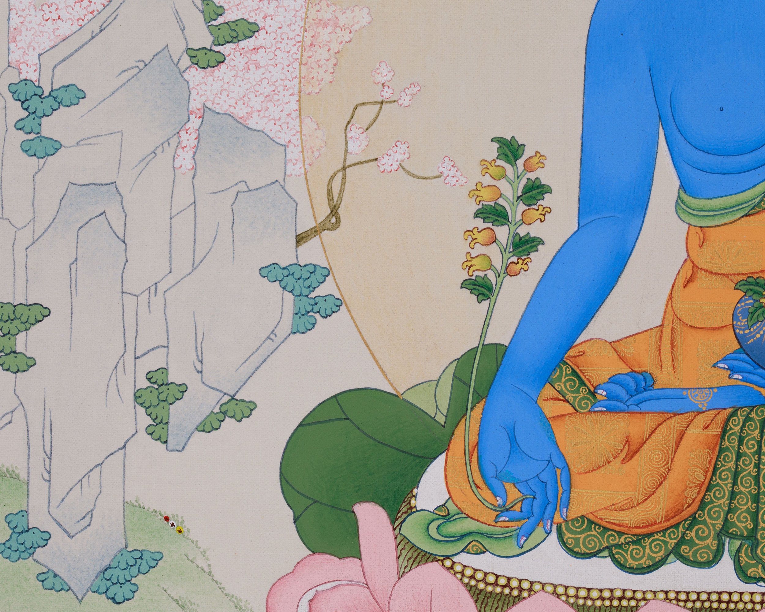 Healing Blue Buddha Thangka | Lapis Lazuli Artwork