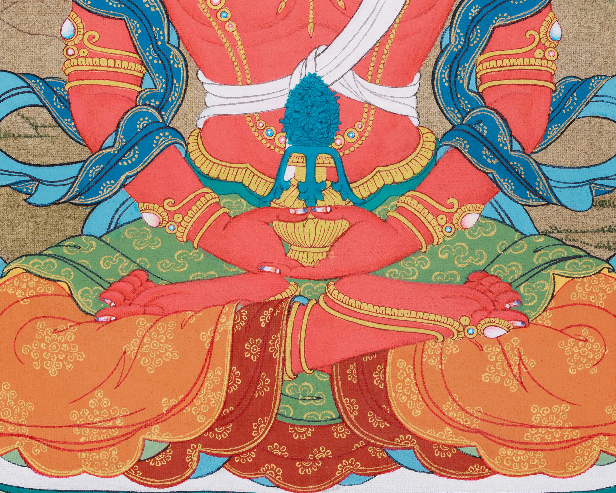 Thangka of Amitayus, Buddha of Infinite Light | Tibetan Art of Long Life and Healing