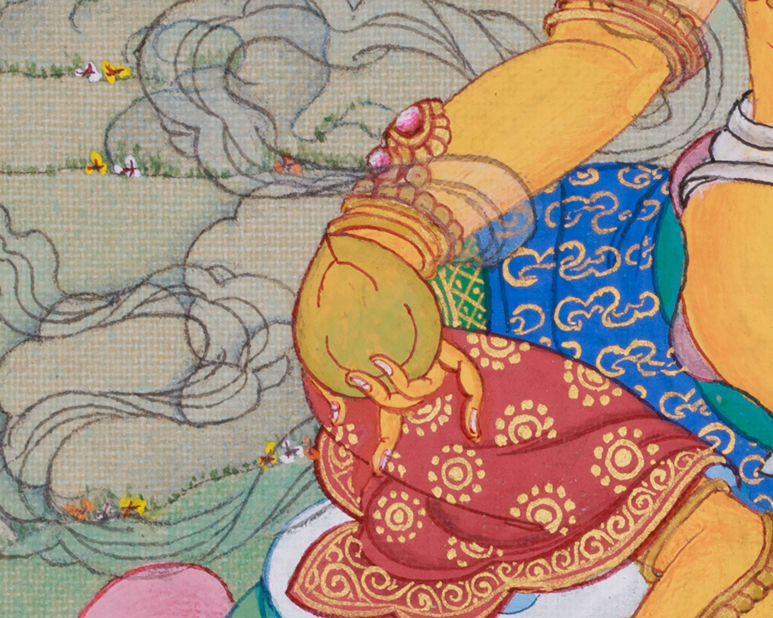 Mini Yellow Dzambhala | Tibetan Buddhist Prosperity Art