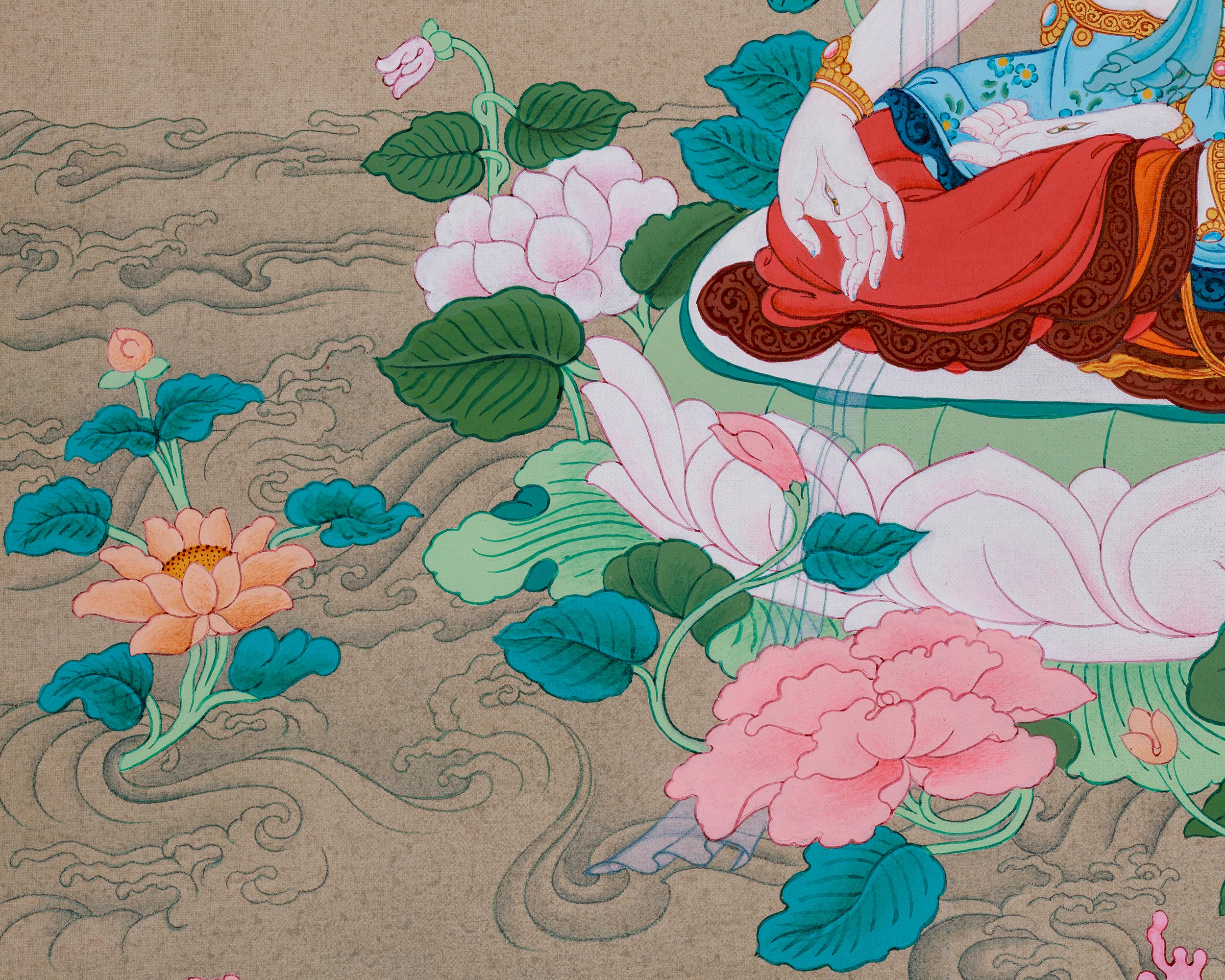 Healing Tara Bodhisattva | White Tara Thangka | Compassion Goddess in Vajrayana Buddhism