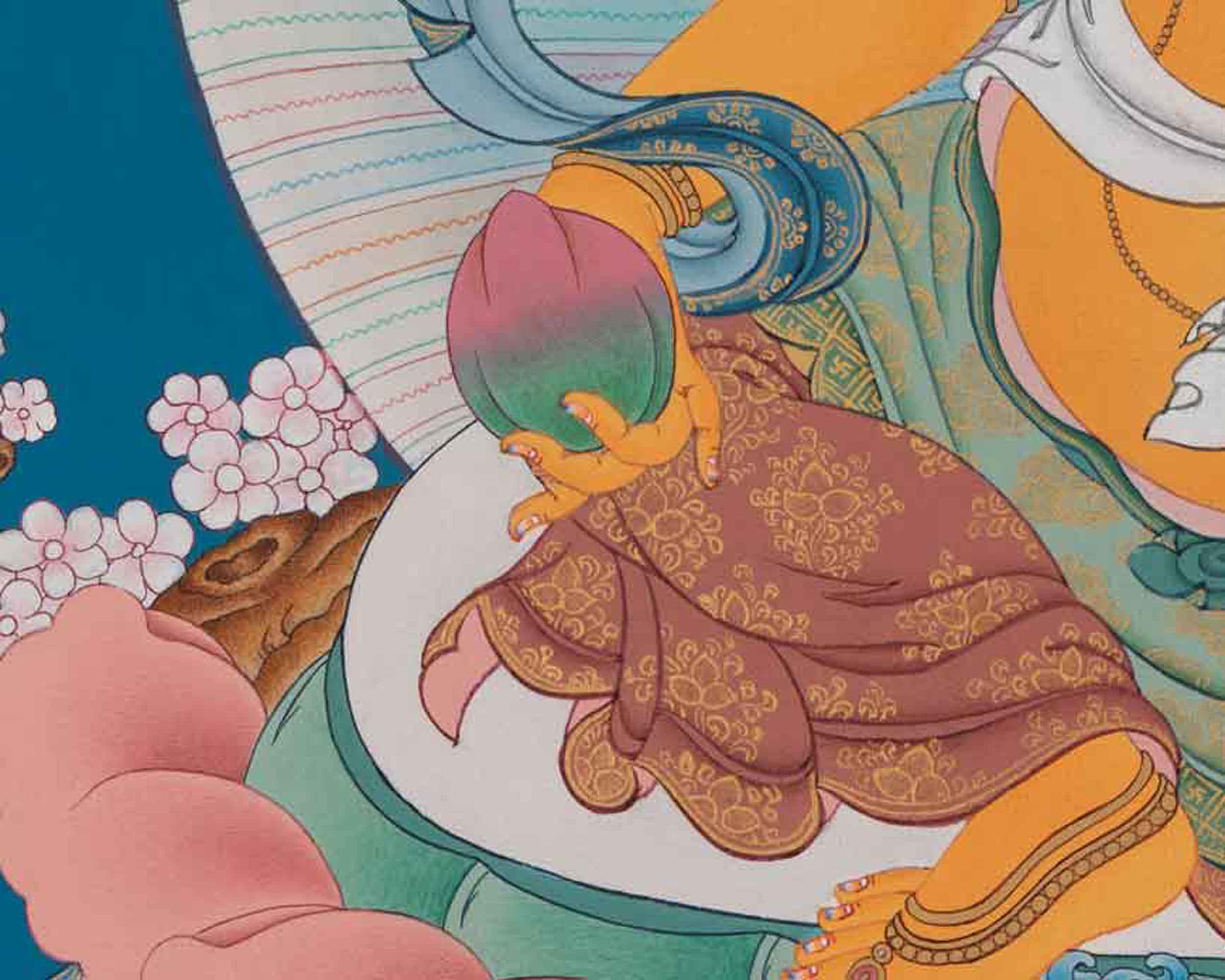 Dzambhala Thangka Art for Well Being | Himalayan Artwork for Decor