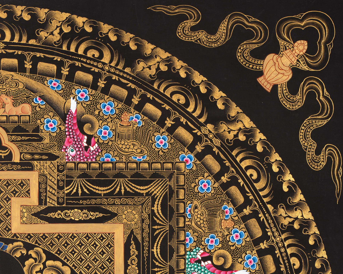 Arya Tara Mandala Thangka Painting | Original Hand Pained Art For Good Luck | Tibetan Wall Decoration Thangka Painting