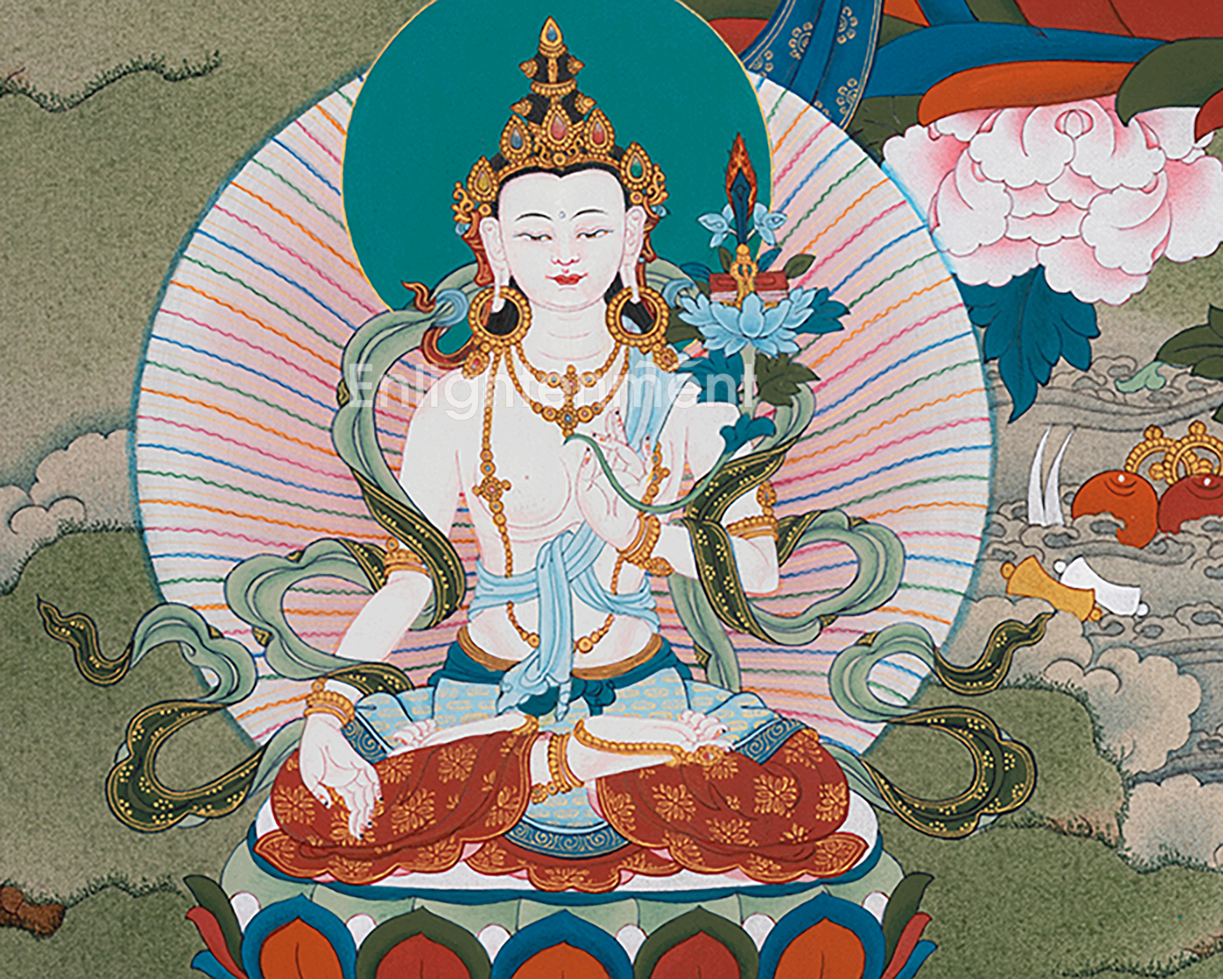 Divine 5 Manjushri Thangka | Tibetan Buddhist Art Featuring Prajnaparamita