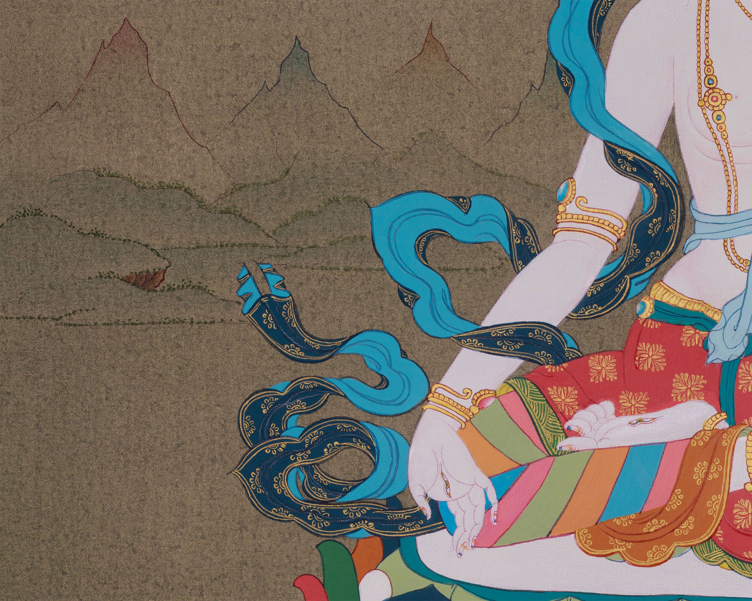 White Tara, Healing Goddess | Tibetan Artwork of Longevity and Protection