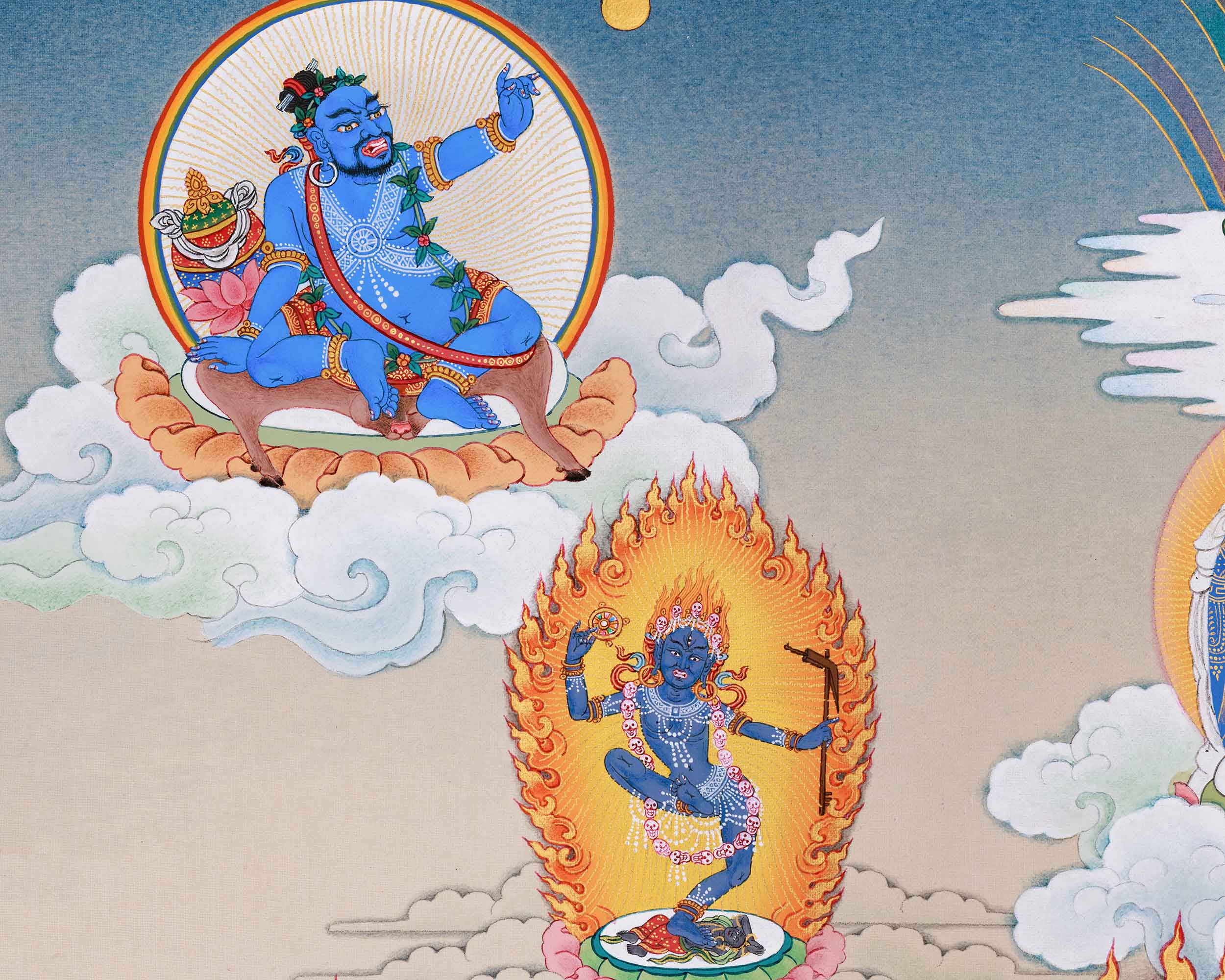 Wrathful Deity Hevajra Thangka Print | Great Compassion and Enlightened Wisdom