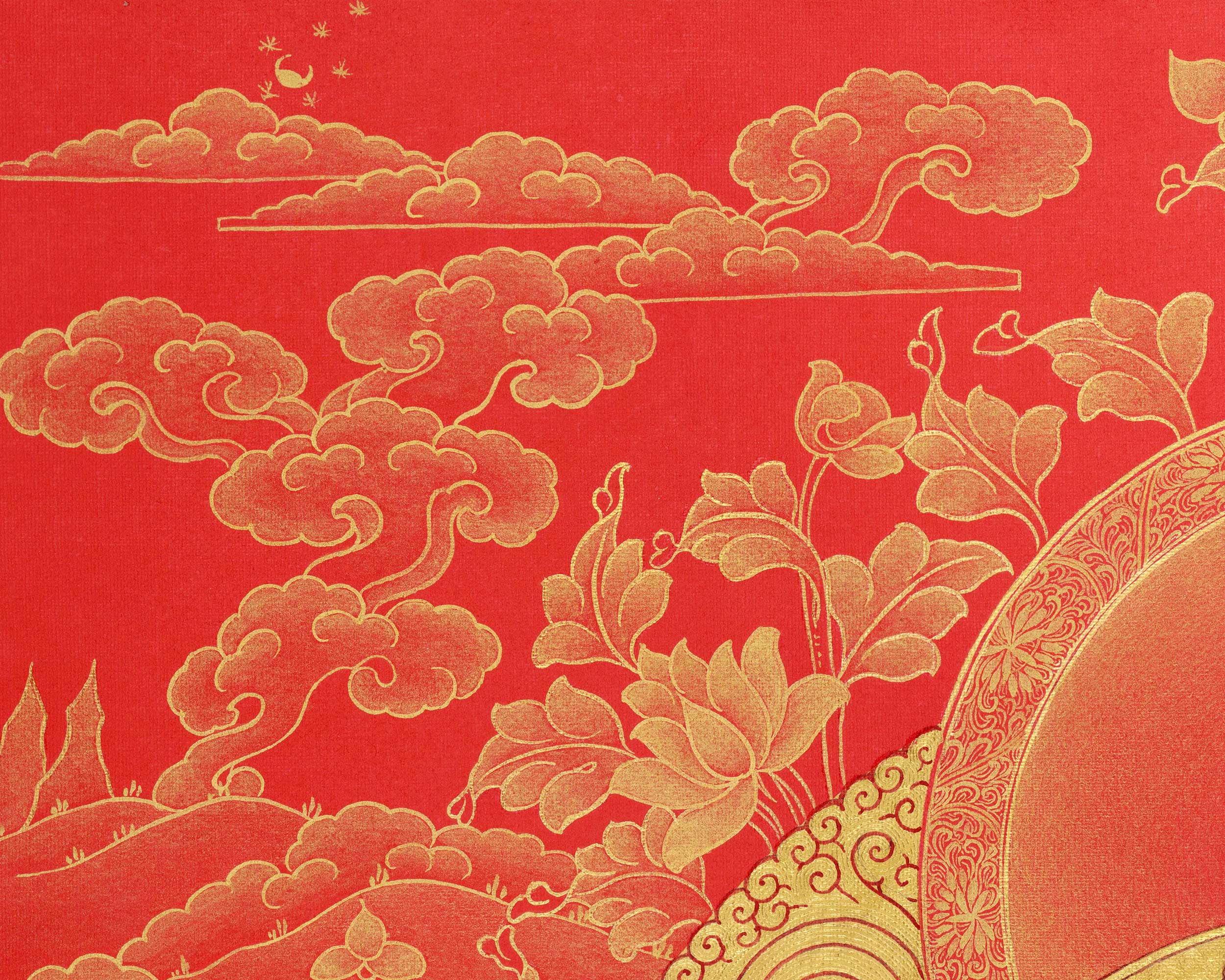 Gold Painted White Tara Thangka