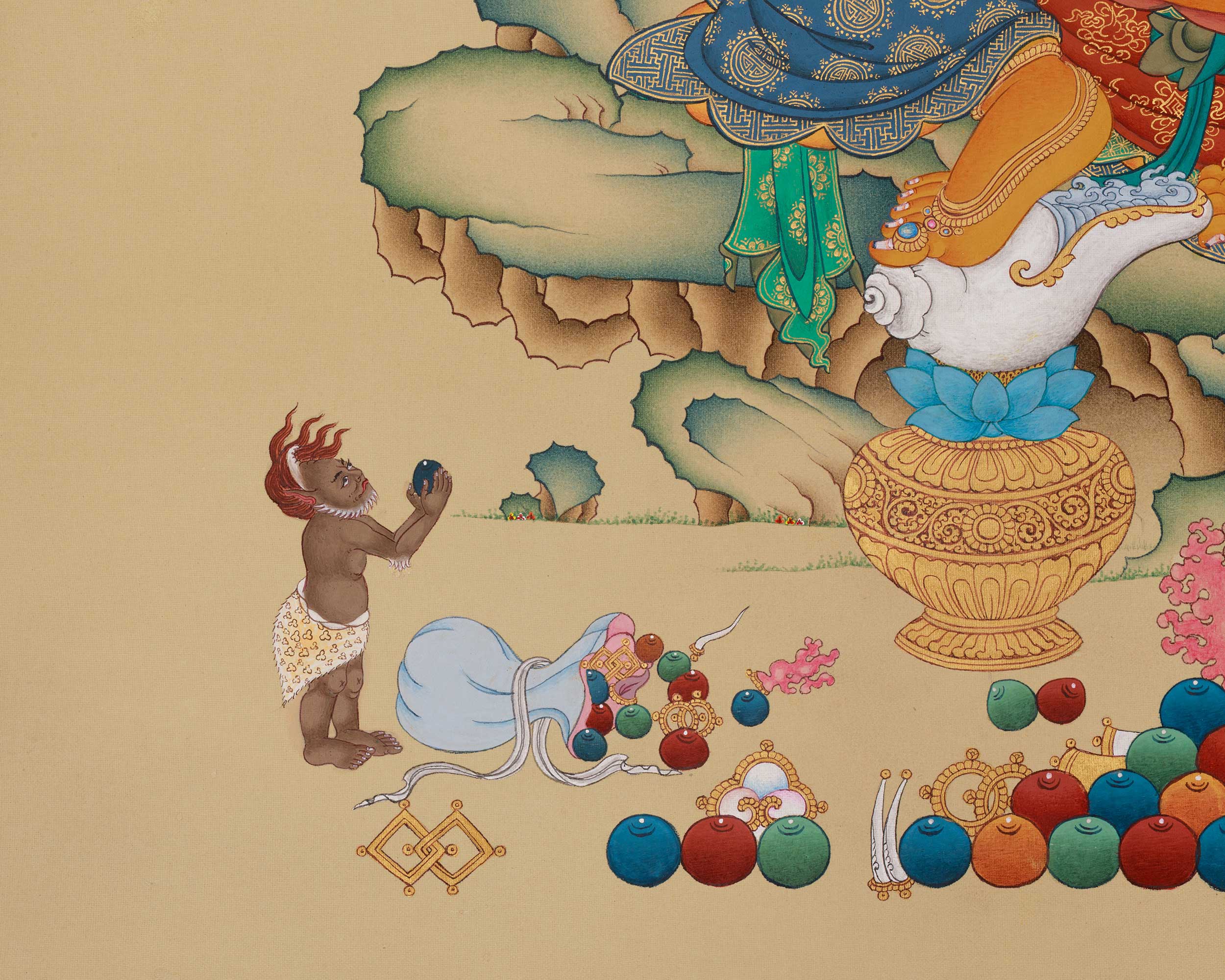 Himalayan Dzambhala Artwork | Wealth Deity | Buddhist Prosperity Artwork