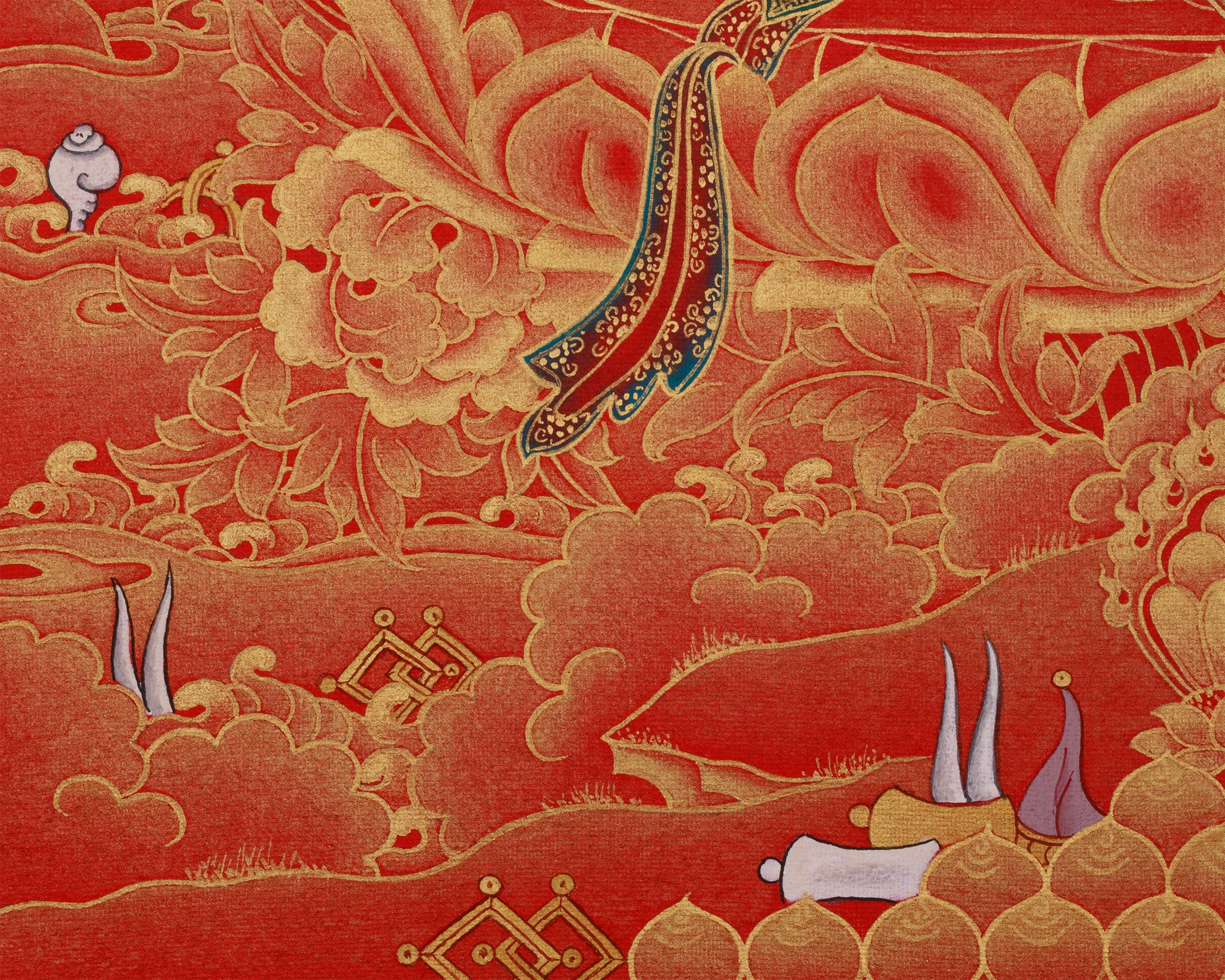 Golden White Tara Goddess Thangka | Divine Mother of Long Life