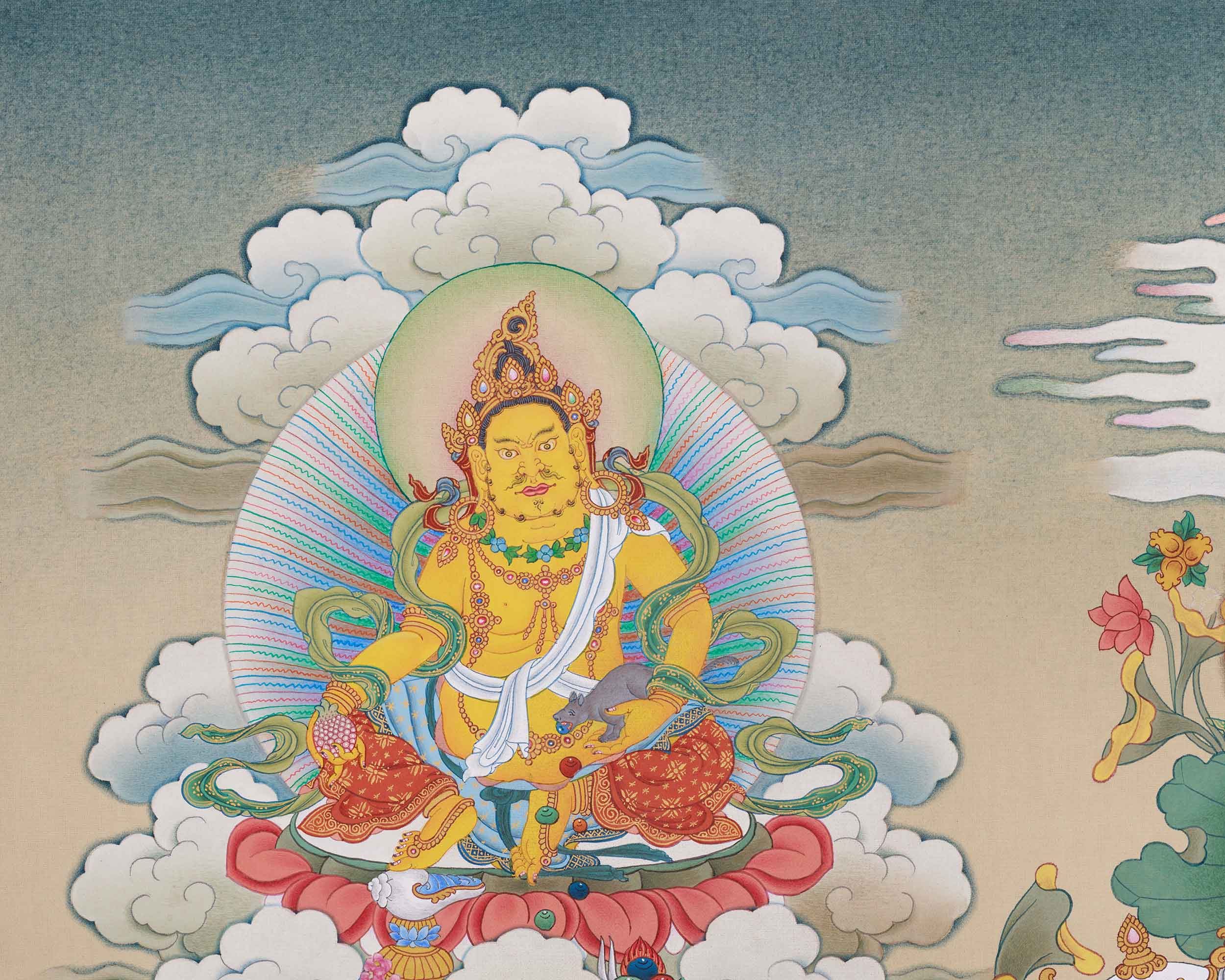 5 Dzambhala Thangka | The Five Wealth Deities of Prosperity, Protection, and Abundance
