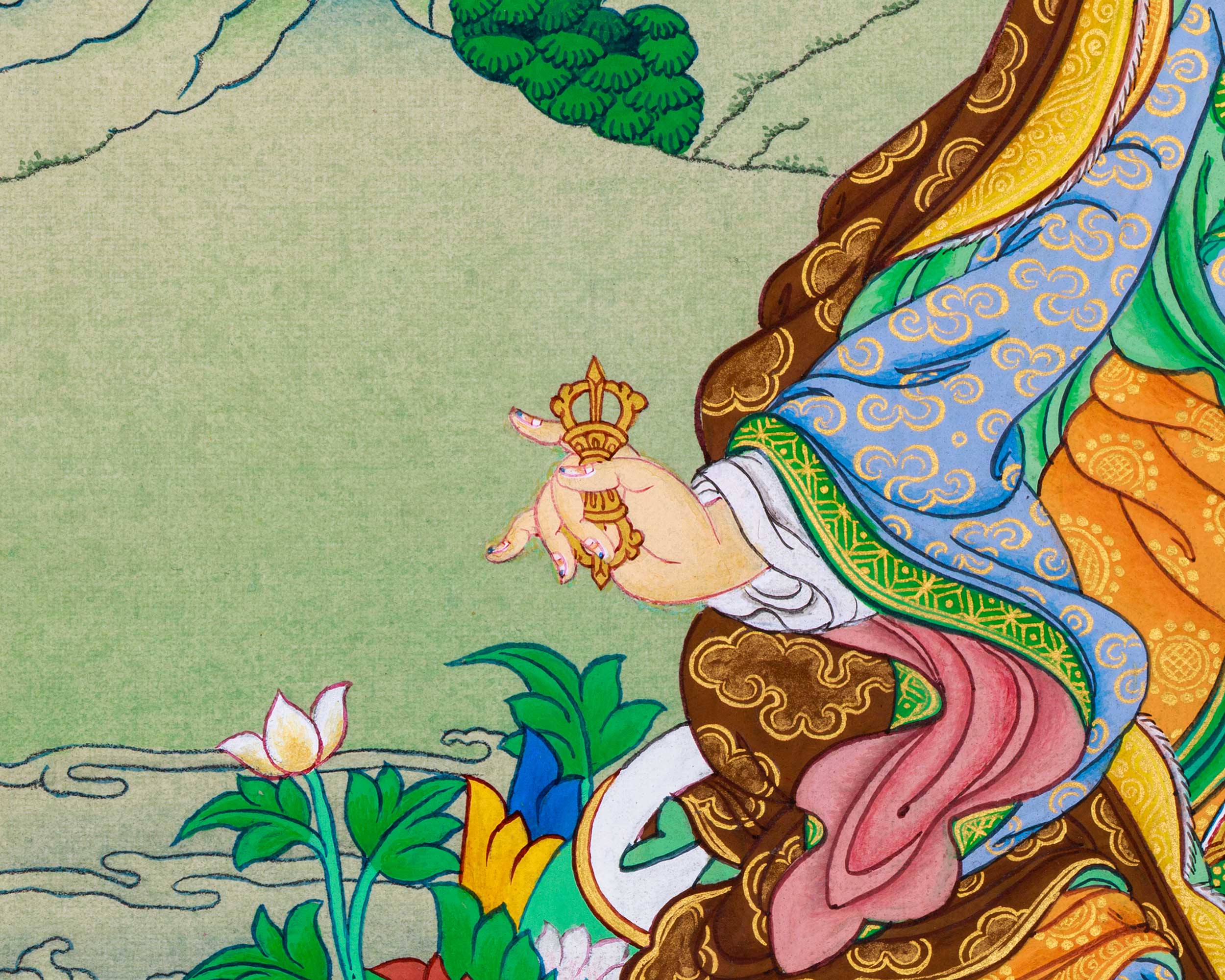 Guru Rinpoche's Radiant Presence: A Thangka Masterpiece