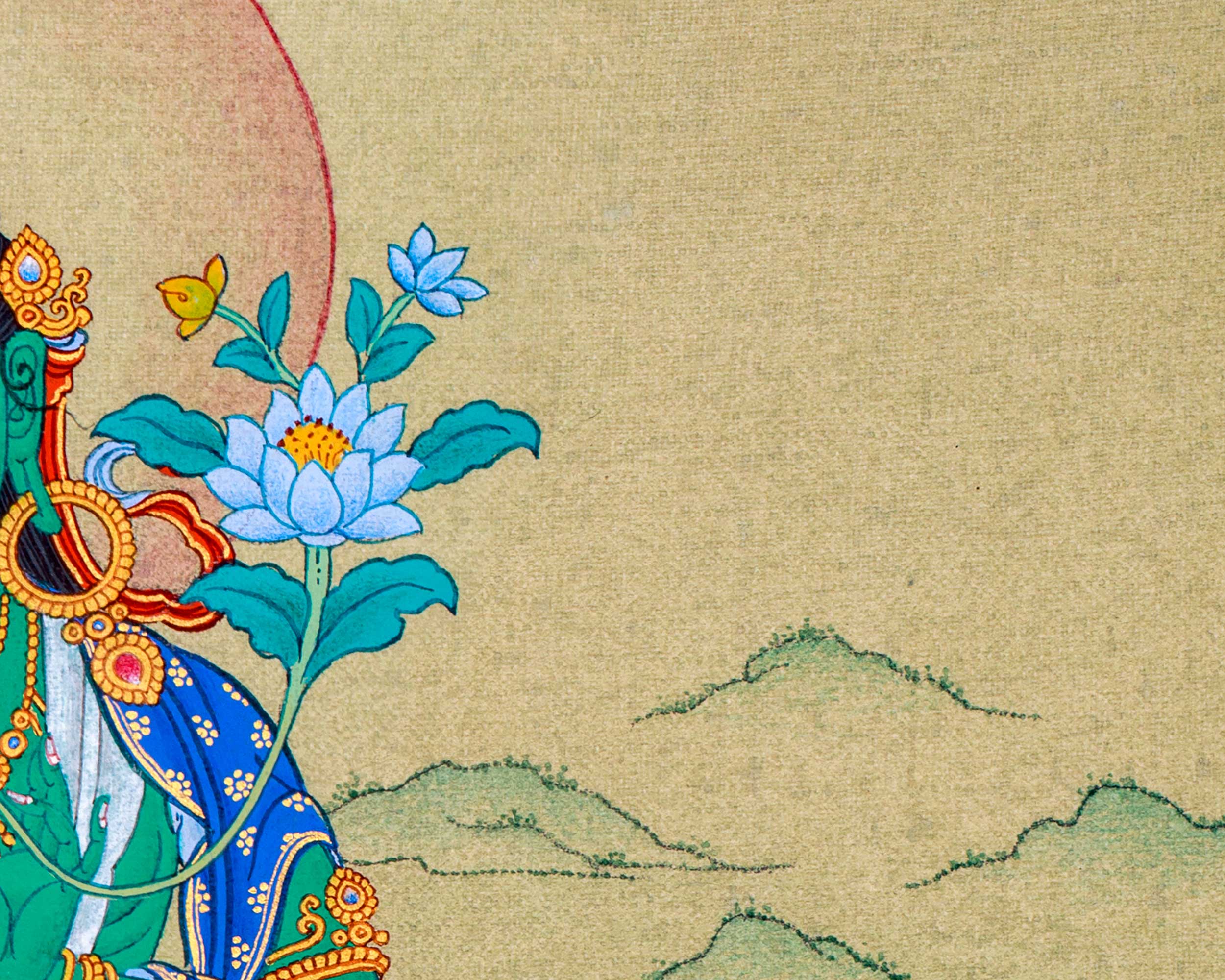 Green Tara Figurine | Buddhist Deity Tara Thangka