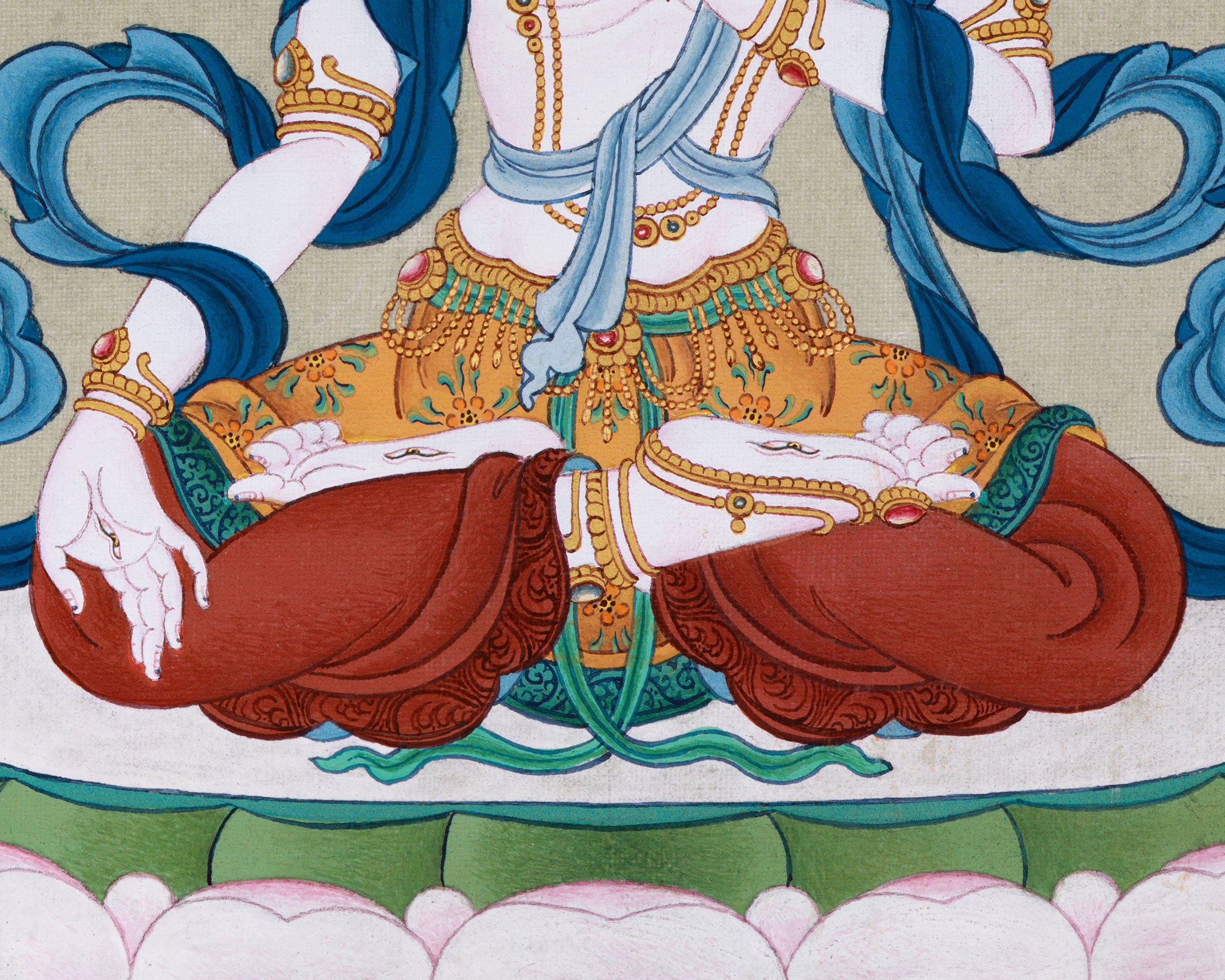 Magnificent Seven-Eyed White Tara Thangka | Vision of Compassion and Enlightenment