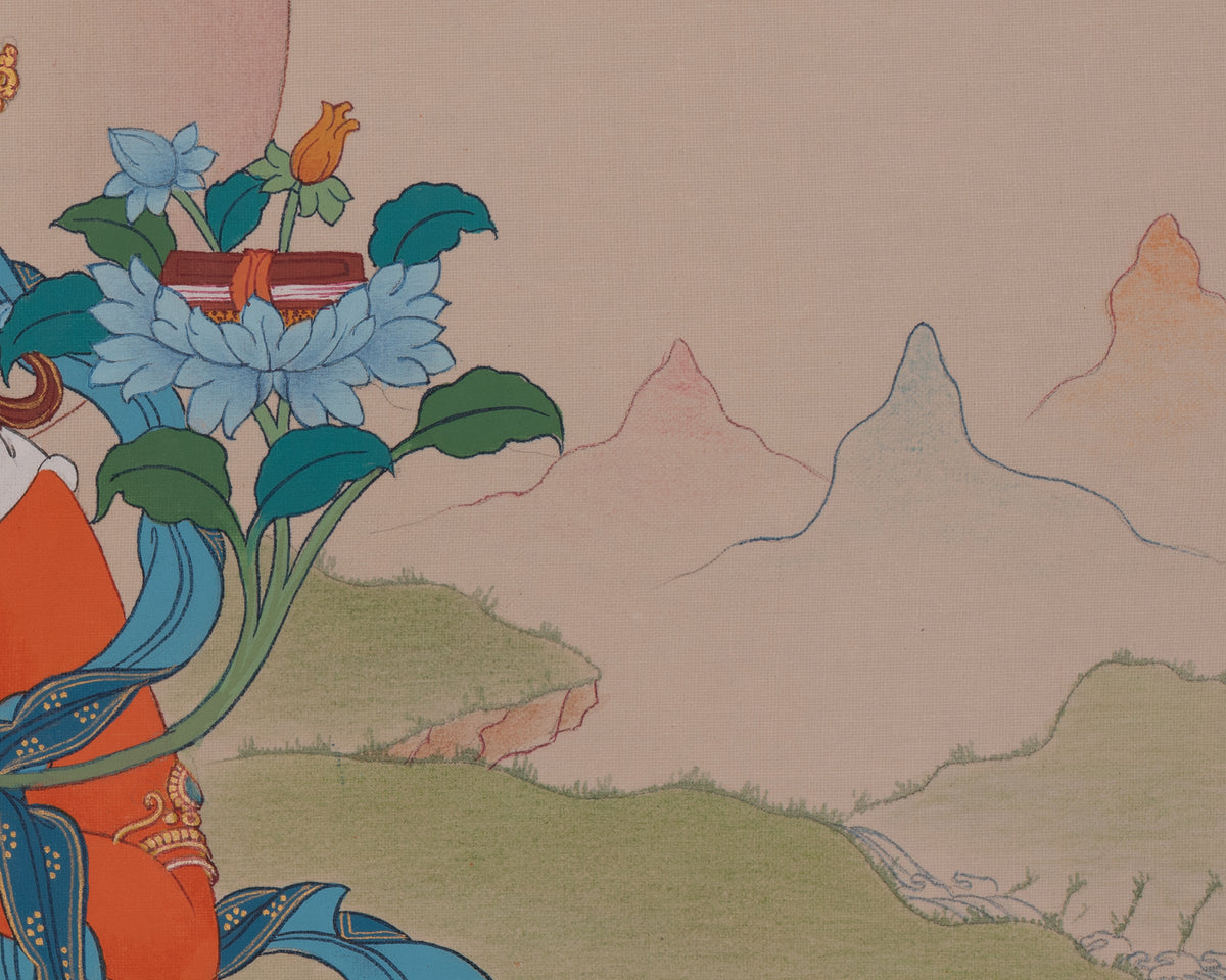 Spiritual Manjushri Artwork | Enlightened Wisdom Deity | Traditional Thangka