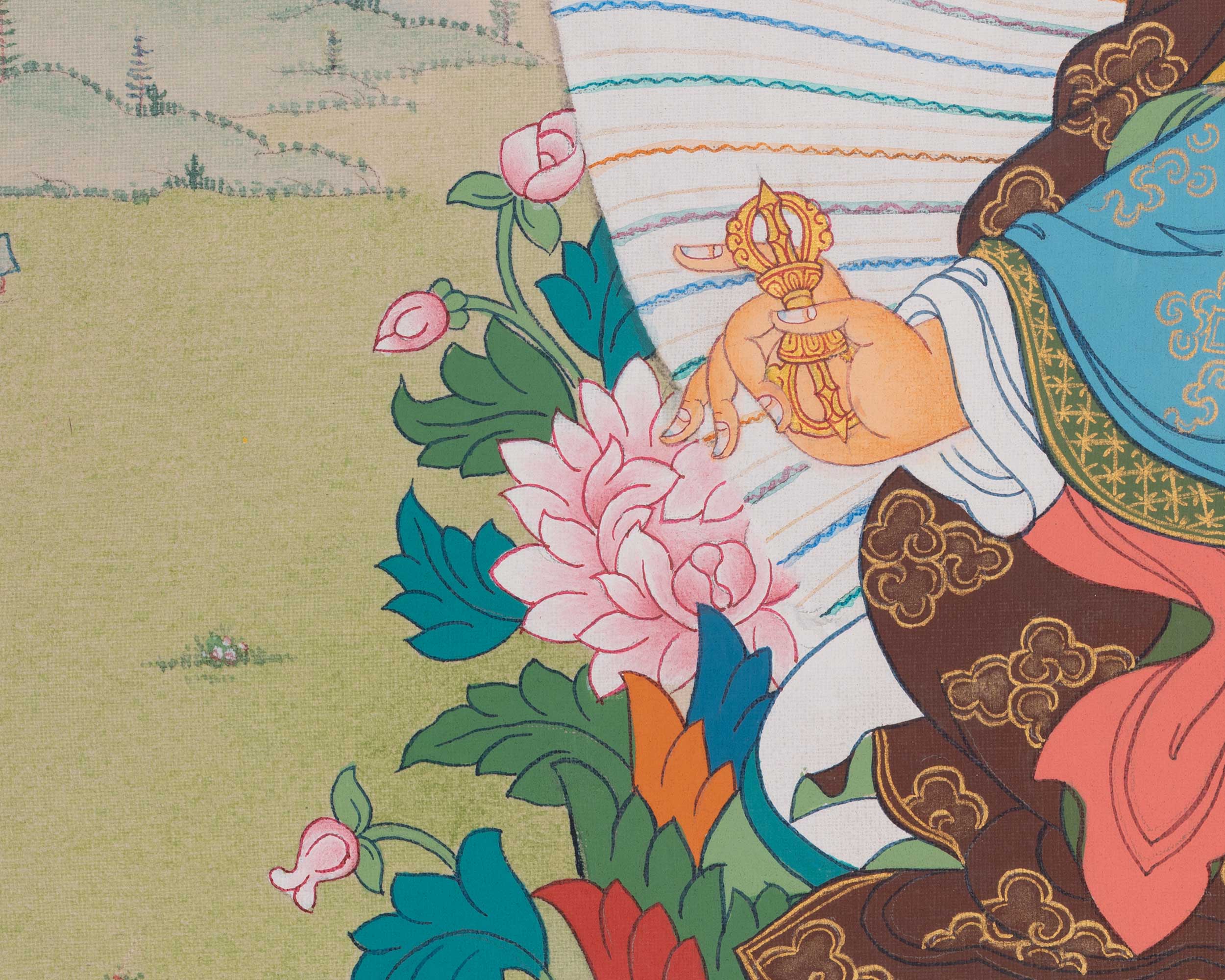 Guru Rinpoche Tibetan Art | Padmasambhava Sacred Artwork | Thangka Painting