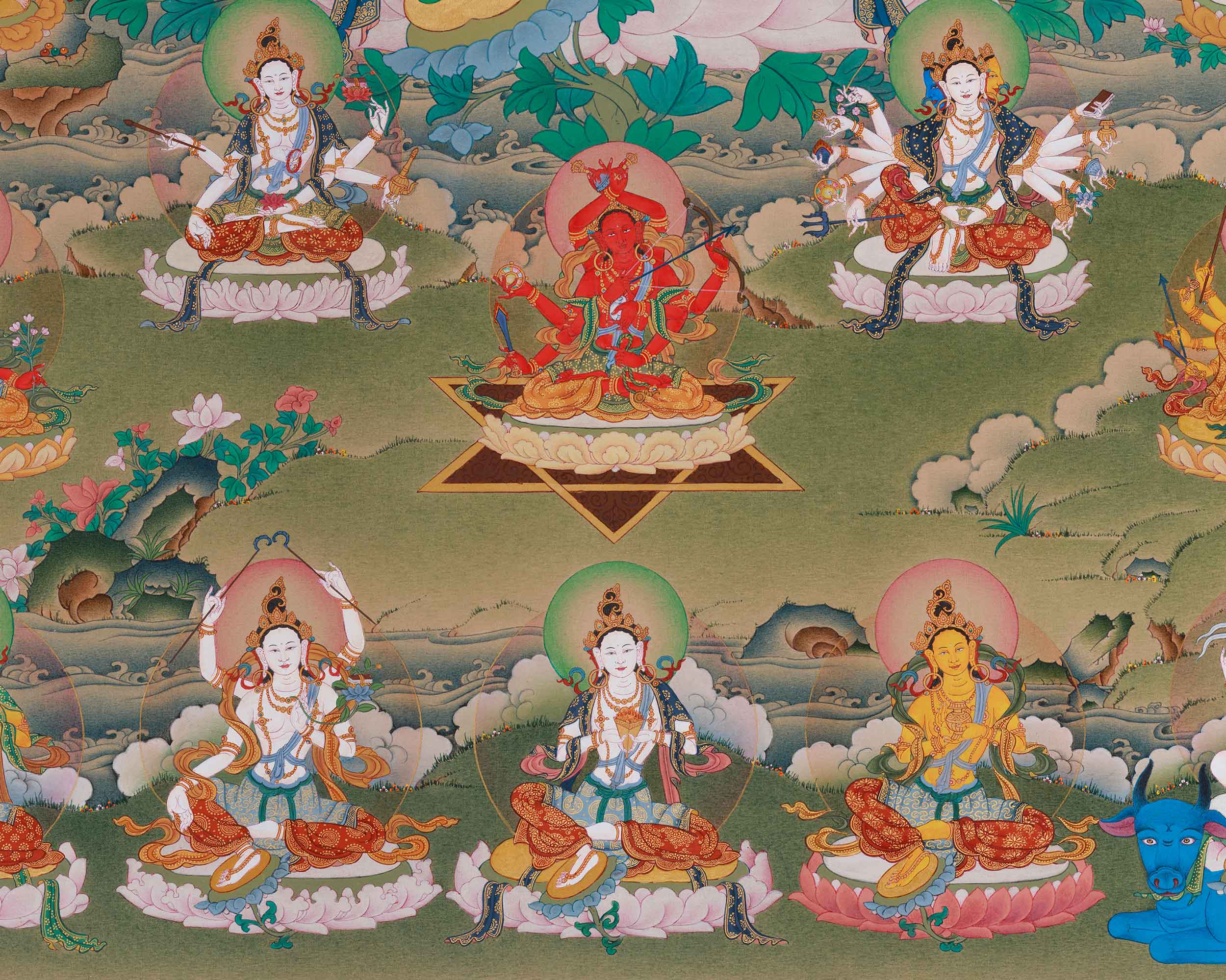 Traditional Thangka of 21 Tara | Compassion and Swift Protection
