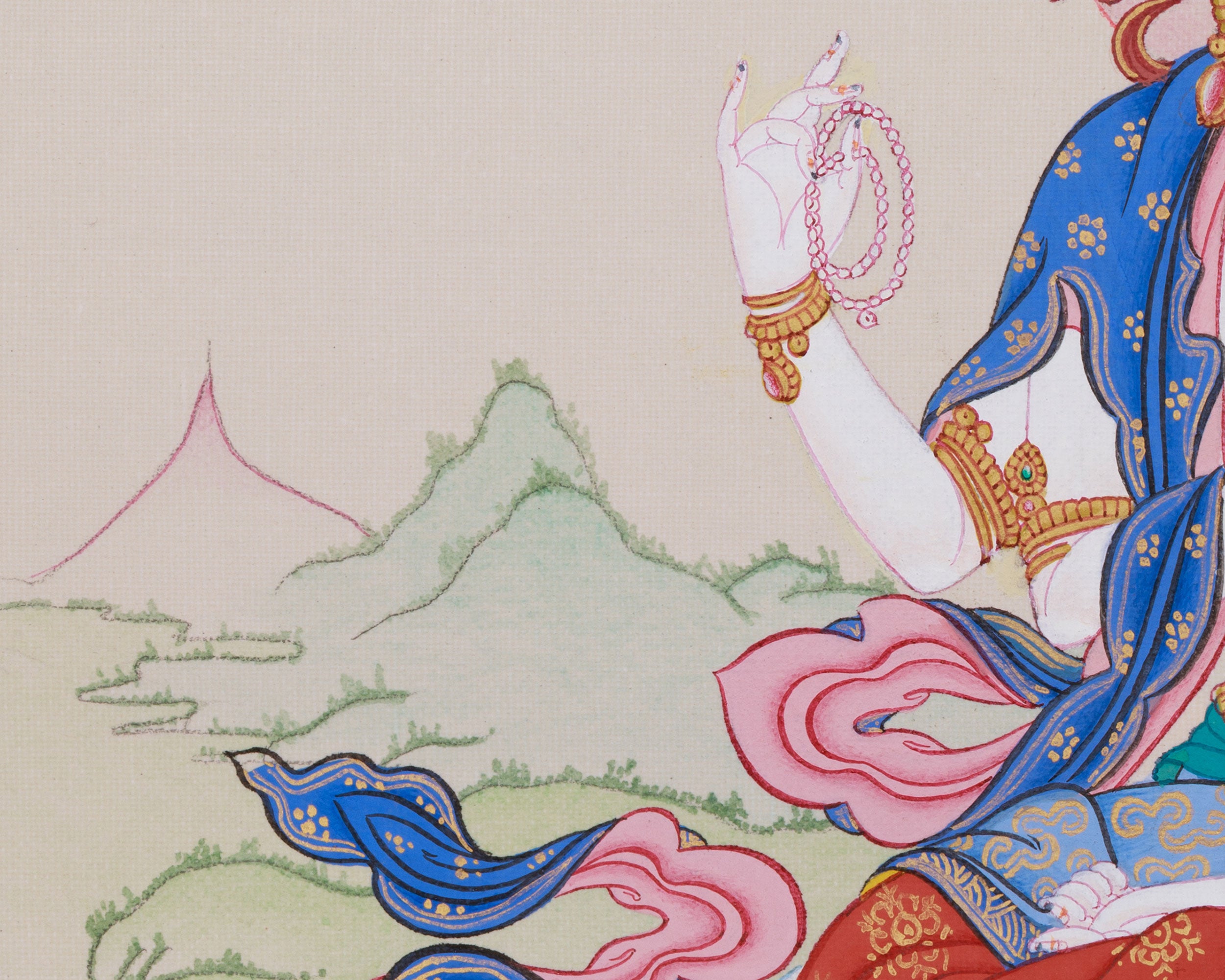 Hand-Painted Four-Armed Chenrezig Thangka | Bodhisattva of Infinite Compassion