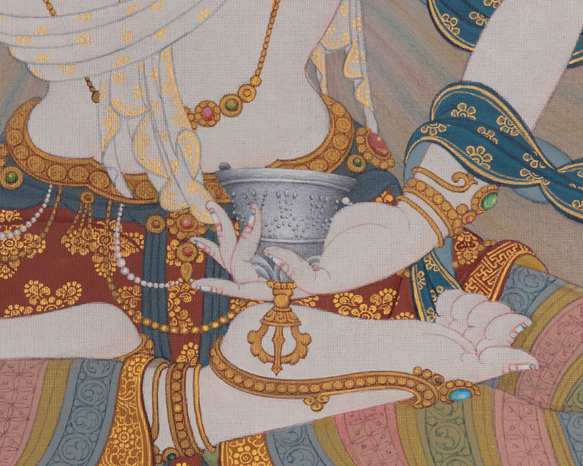 Vajrasattva Buddhist Painting | Dorje Sempa of Inner Cleansing and Purification Art