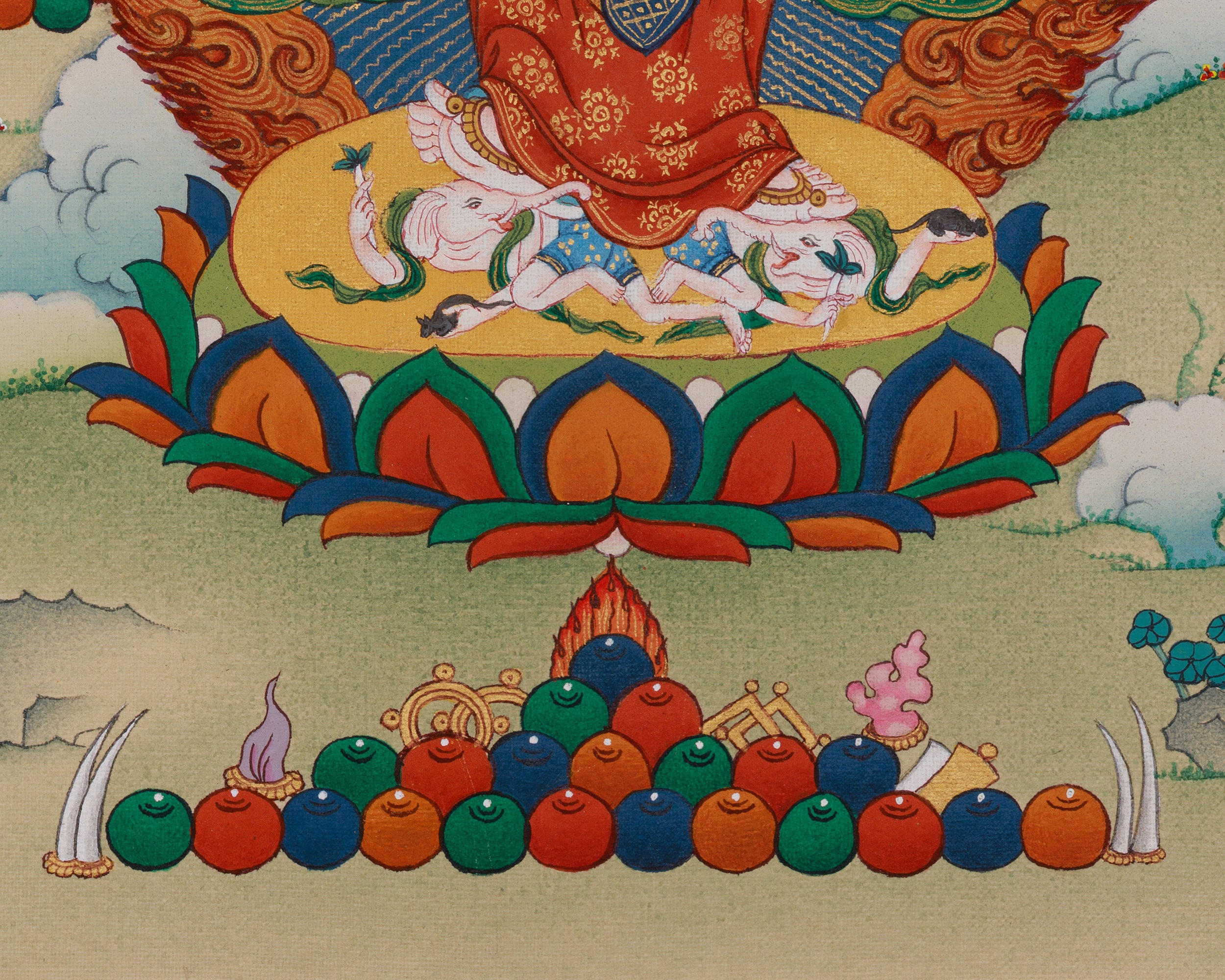 White Mahakala with Vajradharma Thangka | Representing Guardian Deities