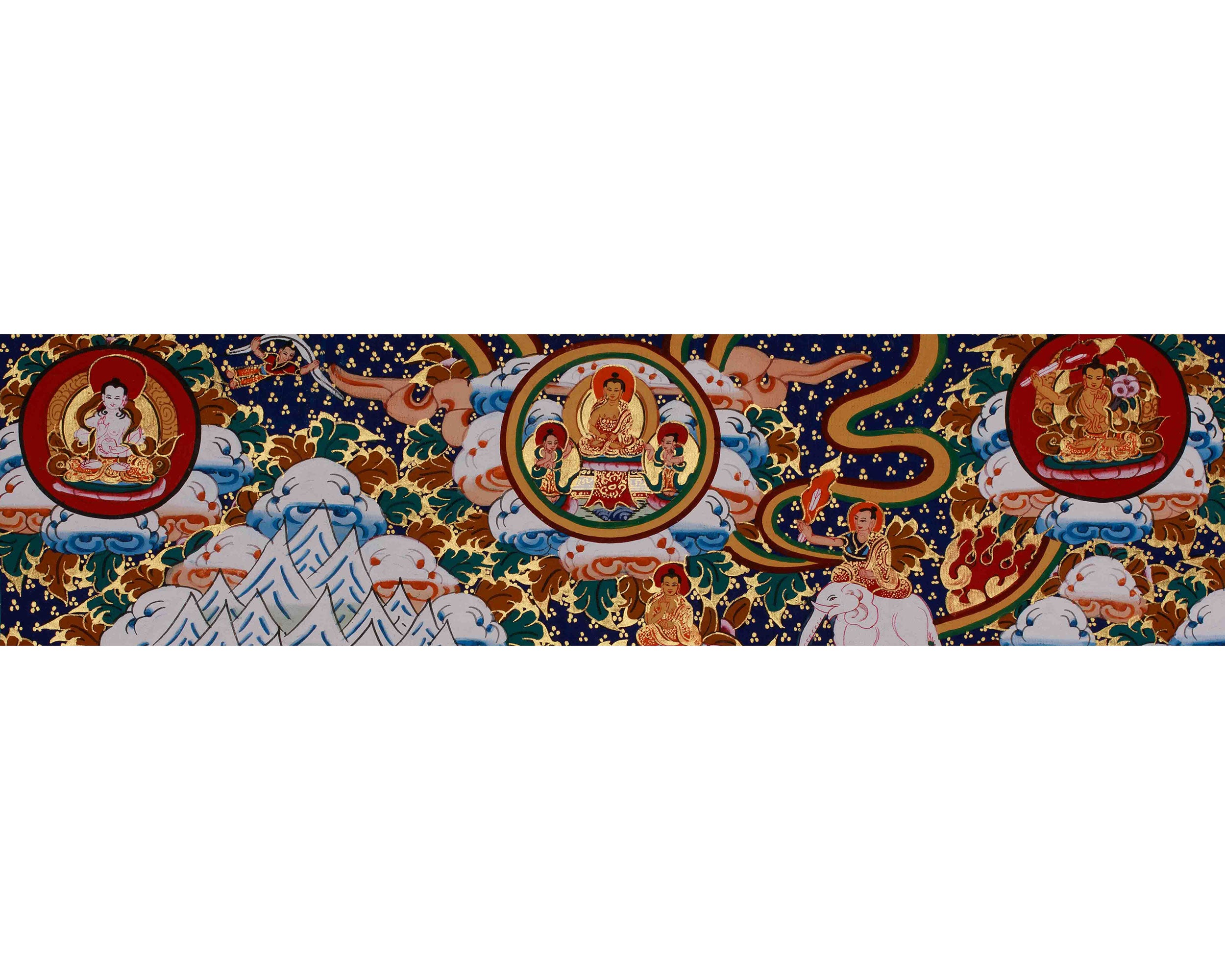 Traditional Samatha Meditation Thangka | Hand Painted Buddhist Mindfulness Art