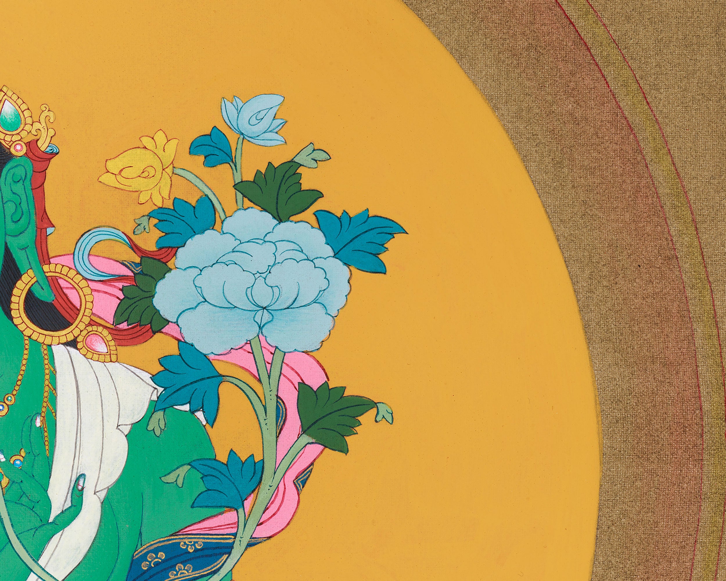 Tara Buddha Thangka | Hand-Painted Green Tara Artwork