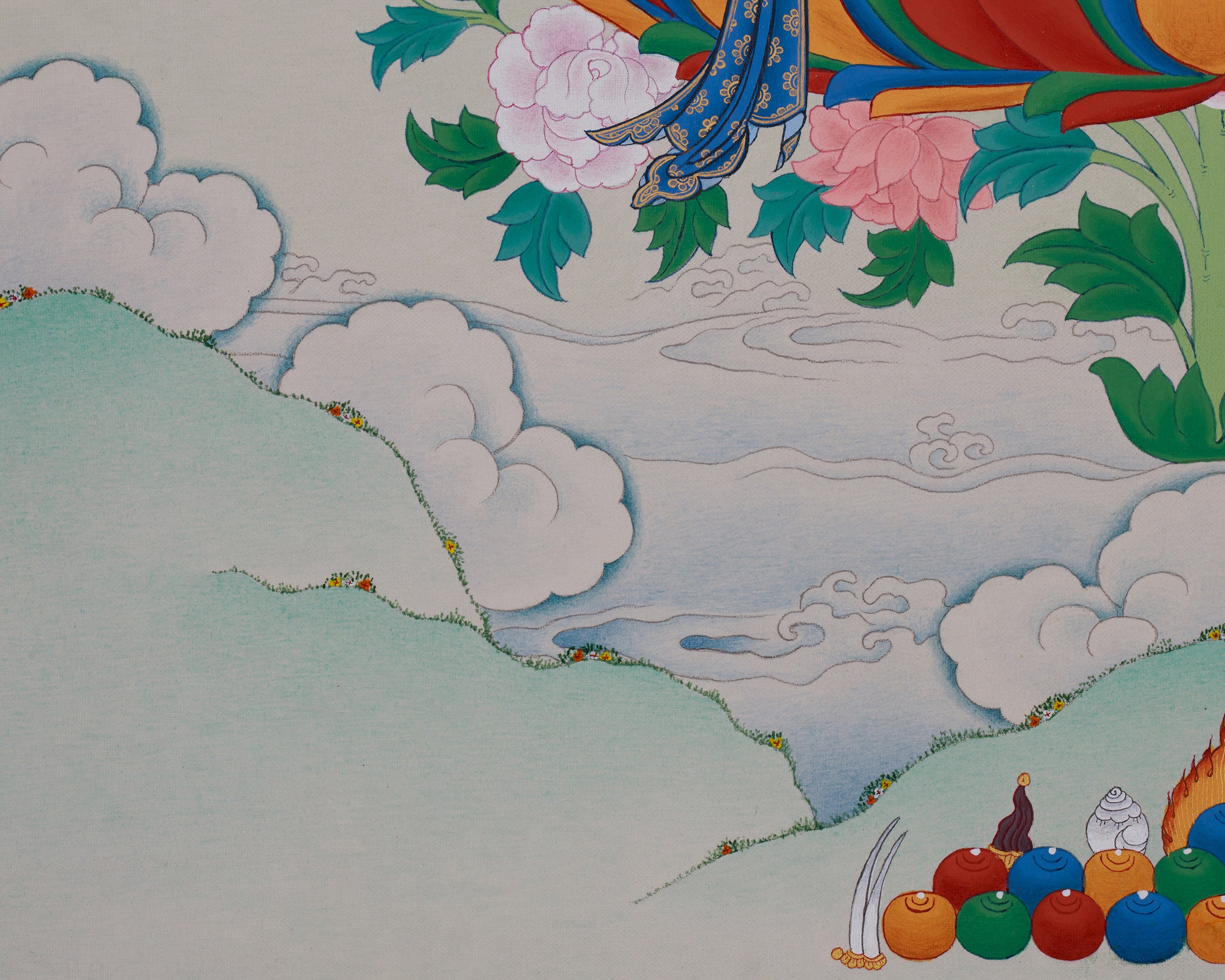 Enlightened Monju Bosatsu (Manjushri) Thangka | Master of Philosophy and Teachings