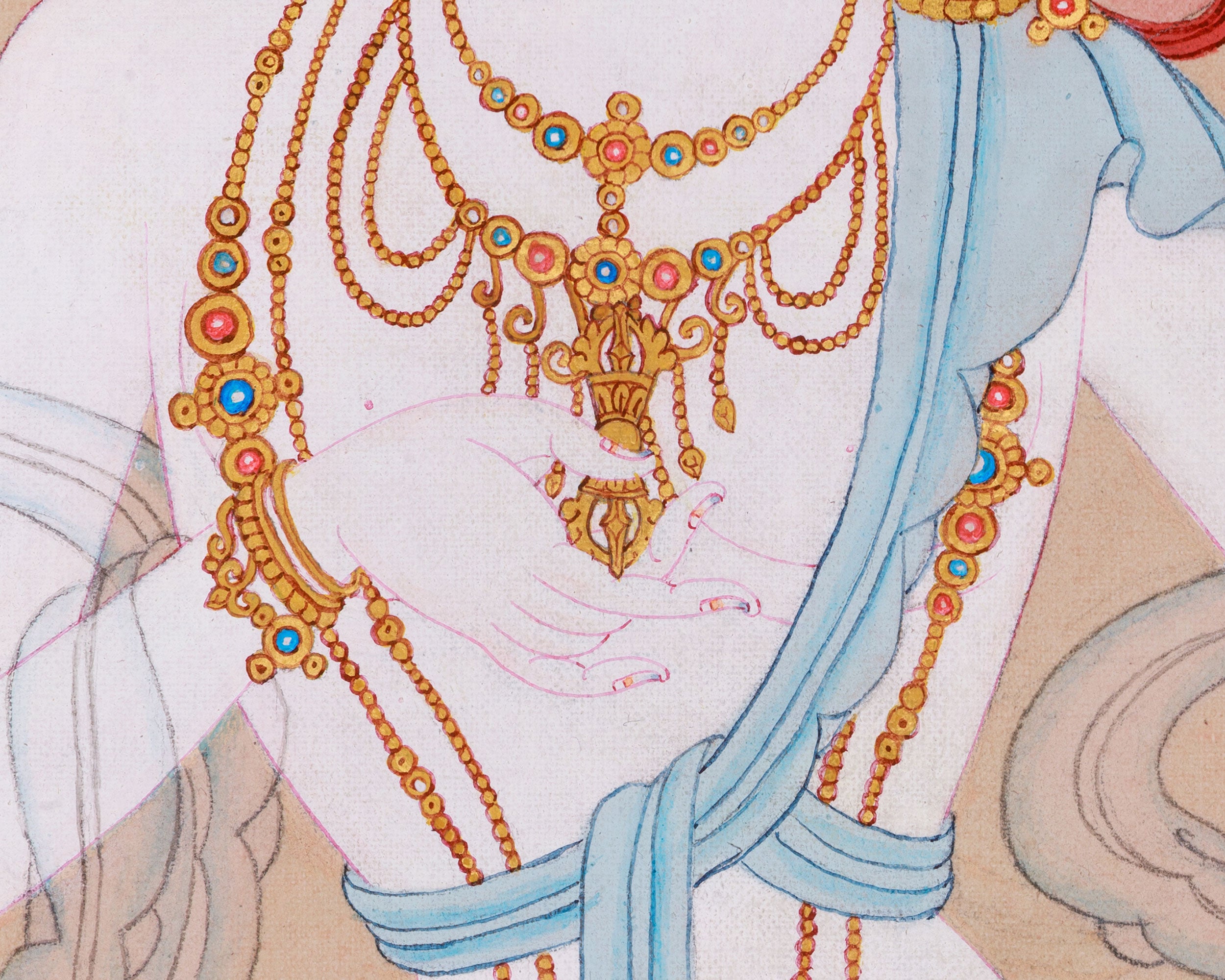 Tibetan Dorje Sempa, Vajrasattva Thangka | Minimalist Hand-Painted Artwork