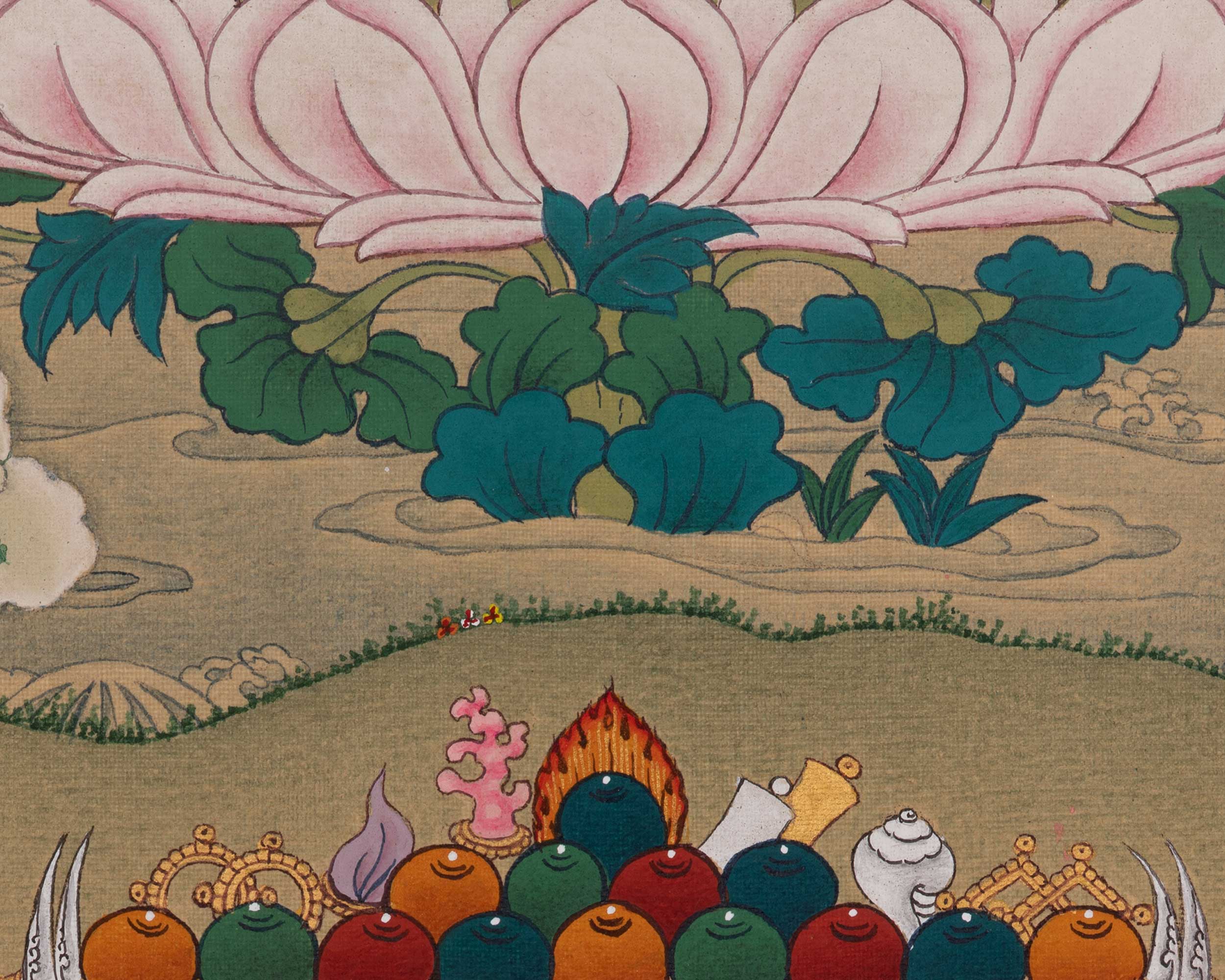 Tibetan Chenrezig Buddhist Art | Compassion Deity | Avalokiteshvara Thangka