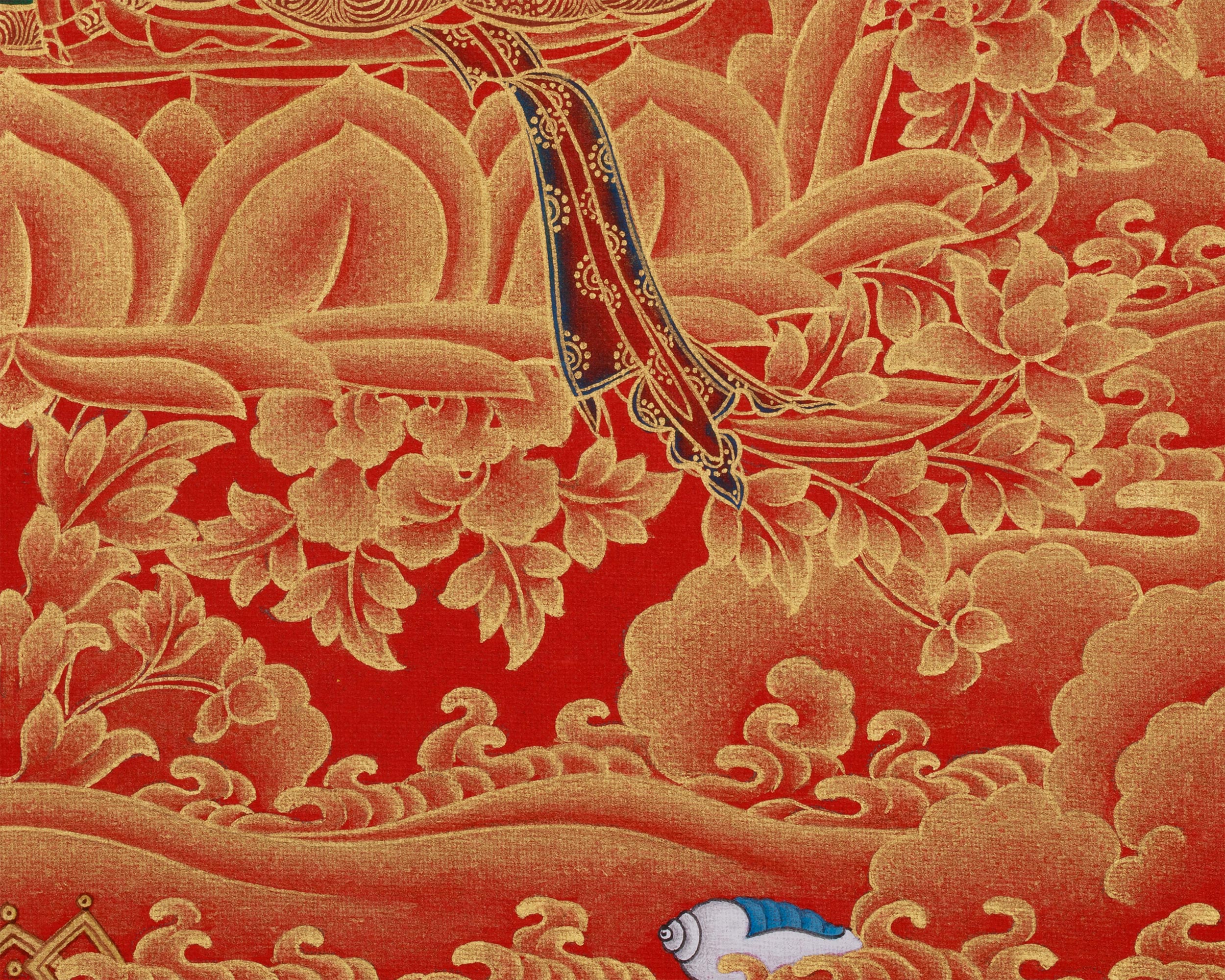 Gold Thangka of Manjushri | Bodhisattva of Supreme Wisdom & Enlightenment