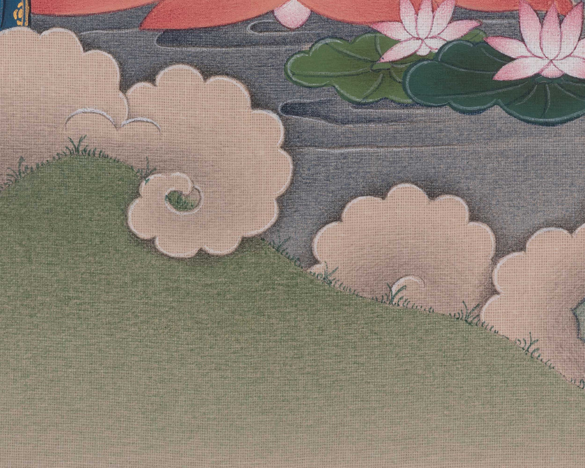 Buddhist Manjushri Meditation Art | Sword Of Wisdom | Bodhisattva Deity Thangka