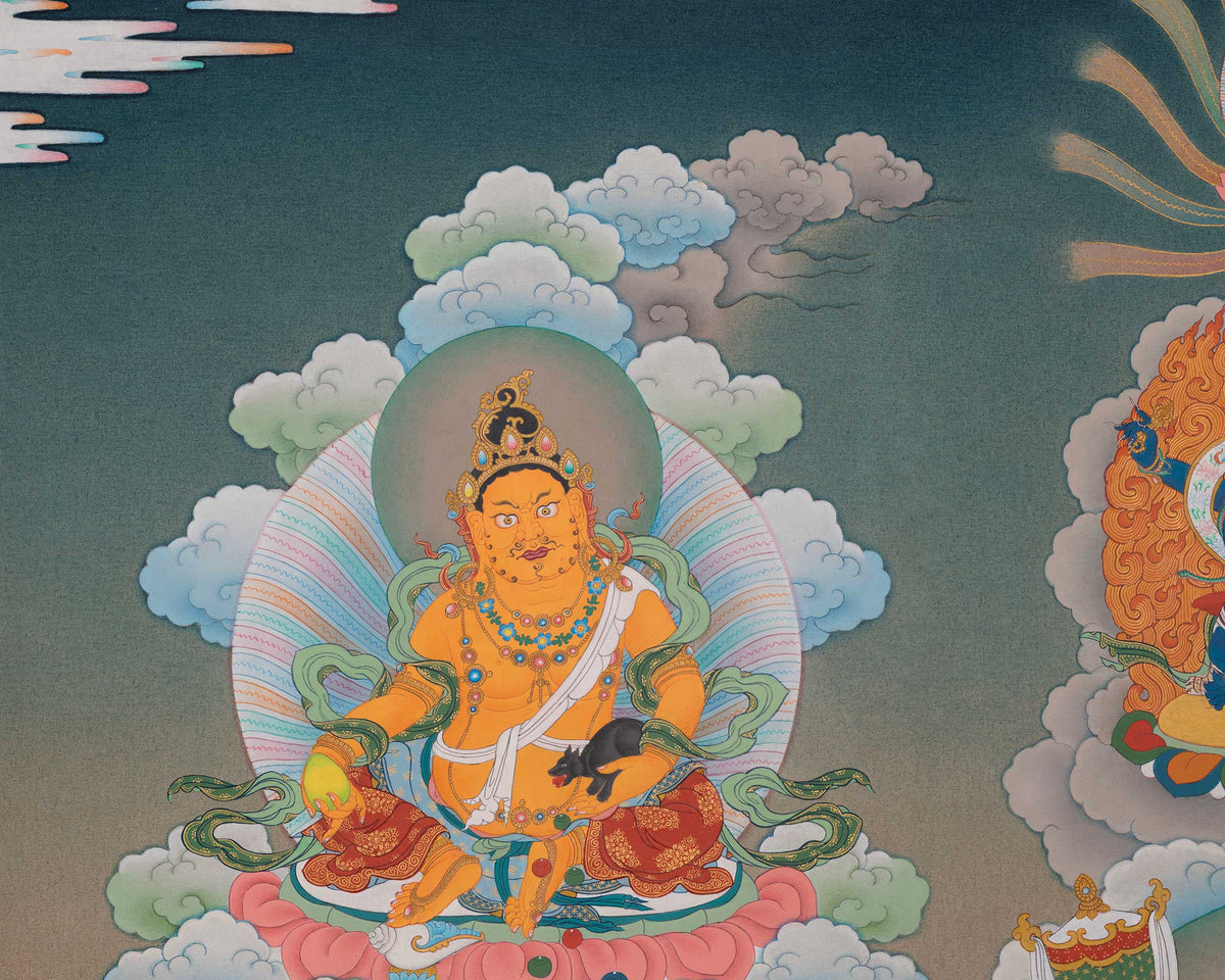 Namtoshe Buddhist Thangka | A Revered Guardian King | Deity of Abundance