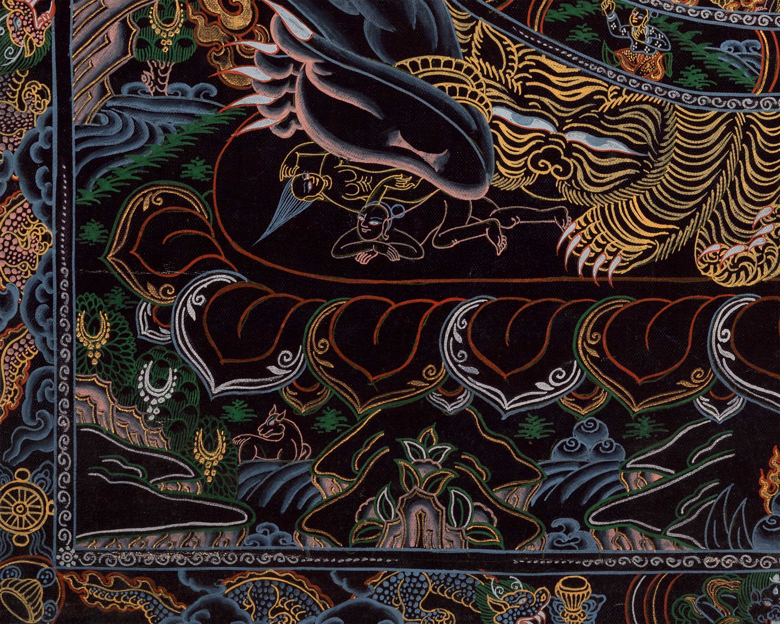 21 Inches Bhavachakra Thangka | Intricate Hand-Painted Wheel of Life Artwork