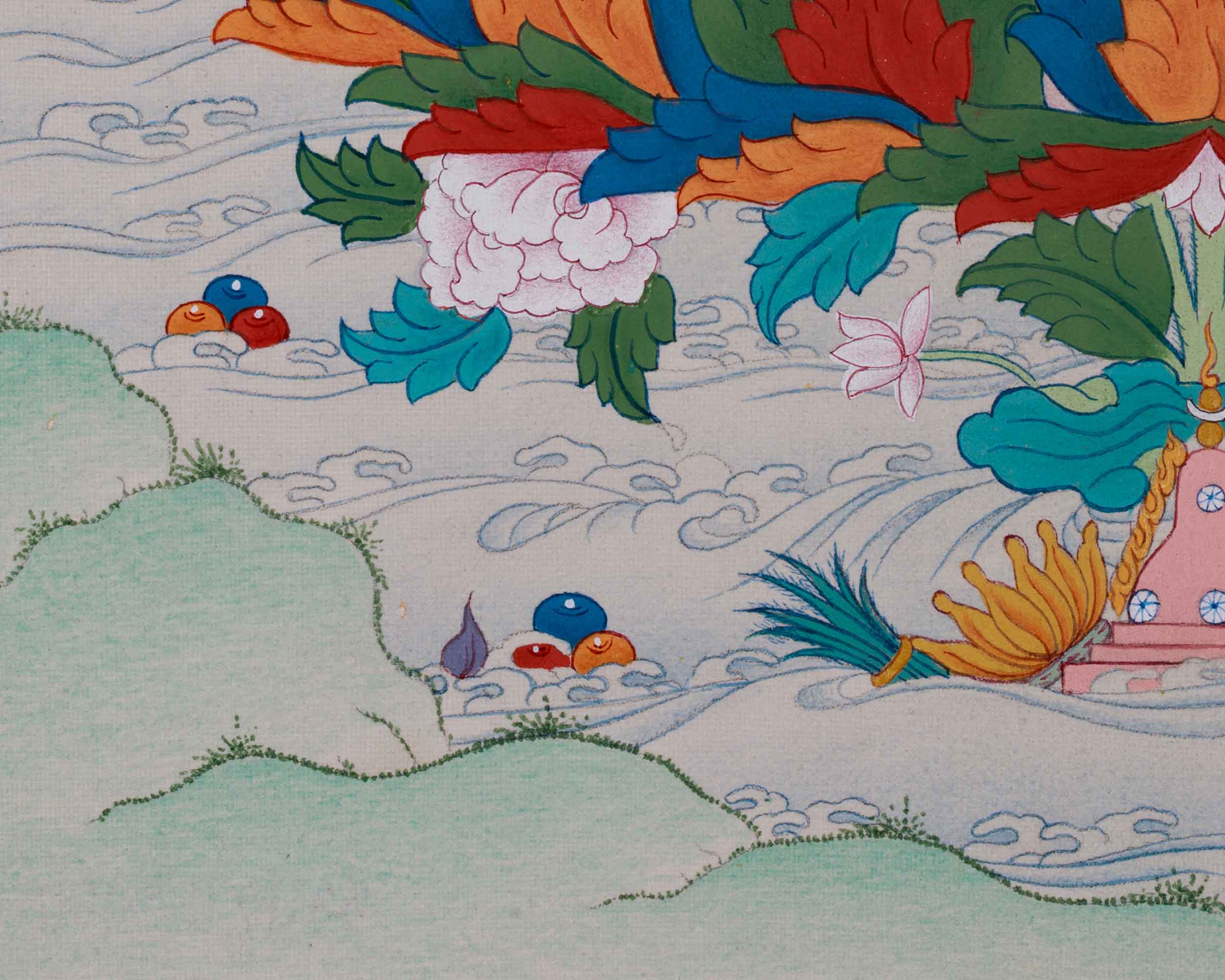 Unique Rainbow Style Guru Rinpoche Painting | Thangka of Second Buddha