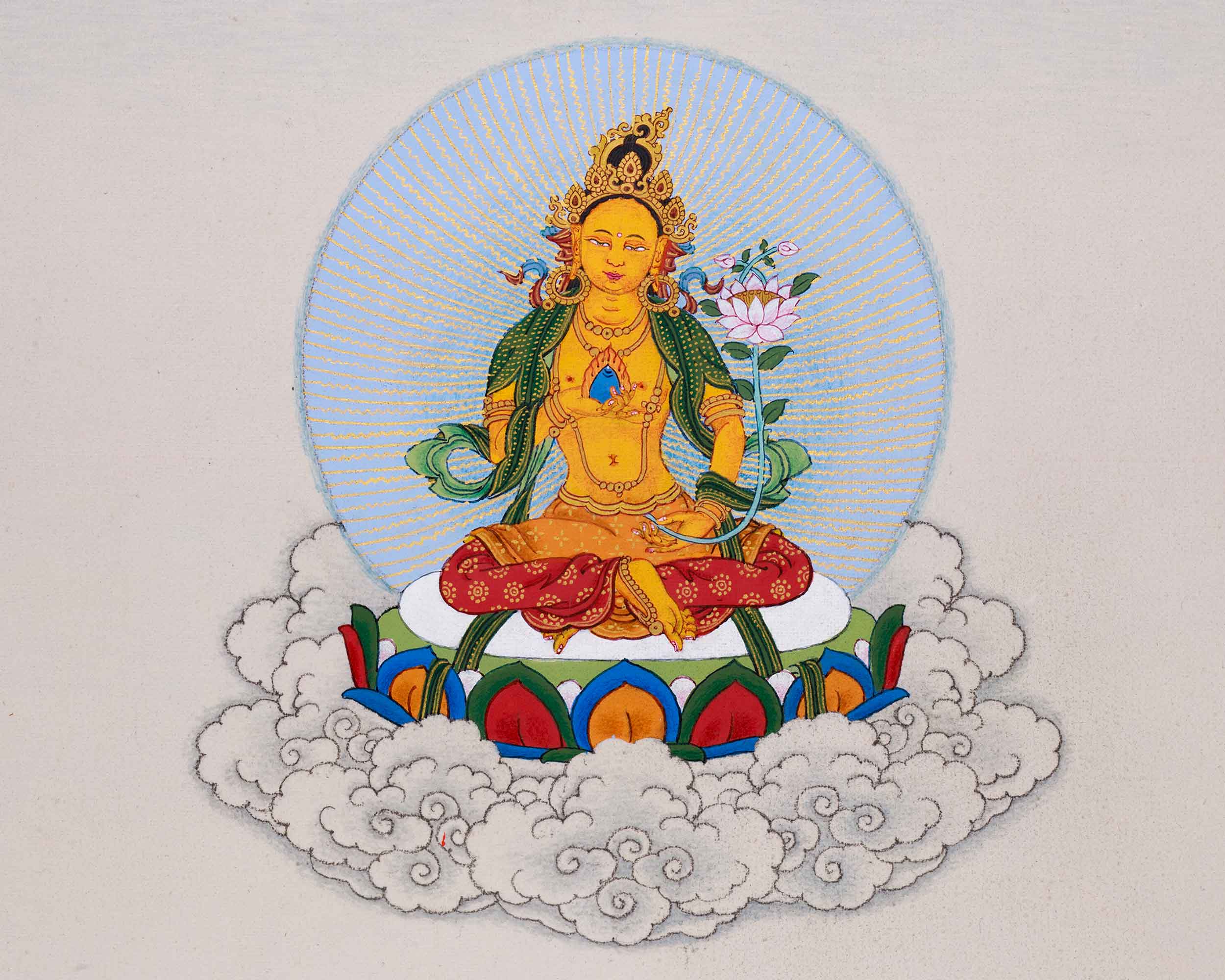 Tibetan Red Chenrezig Print | Gyalwa Gyatso | The Bodhisattva of Compassion