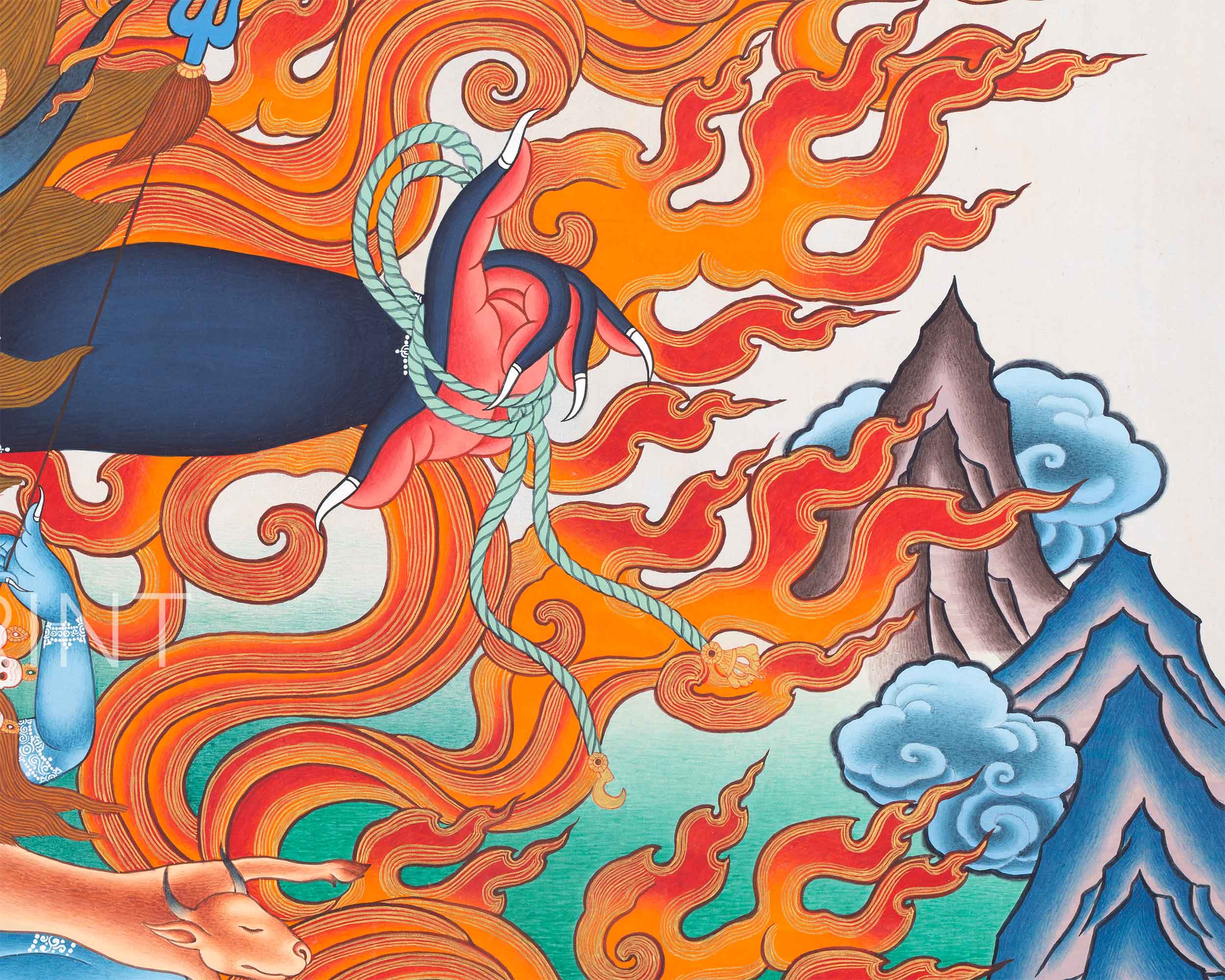 High-Quality Giclee Print Of Yama Dharmaraja | Traditional Nepali Print For Wall Hanging & Room Decor