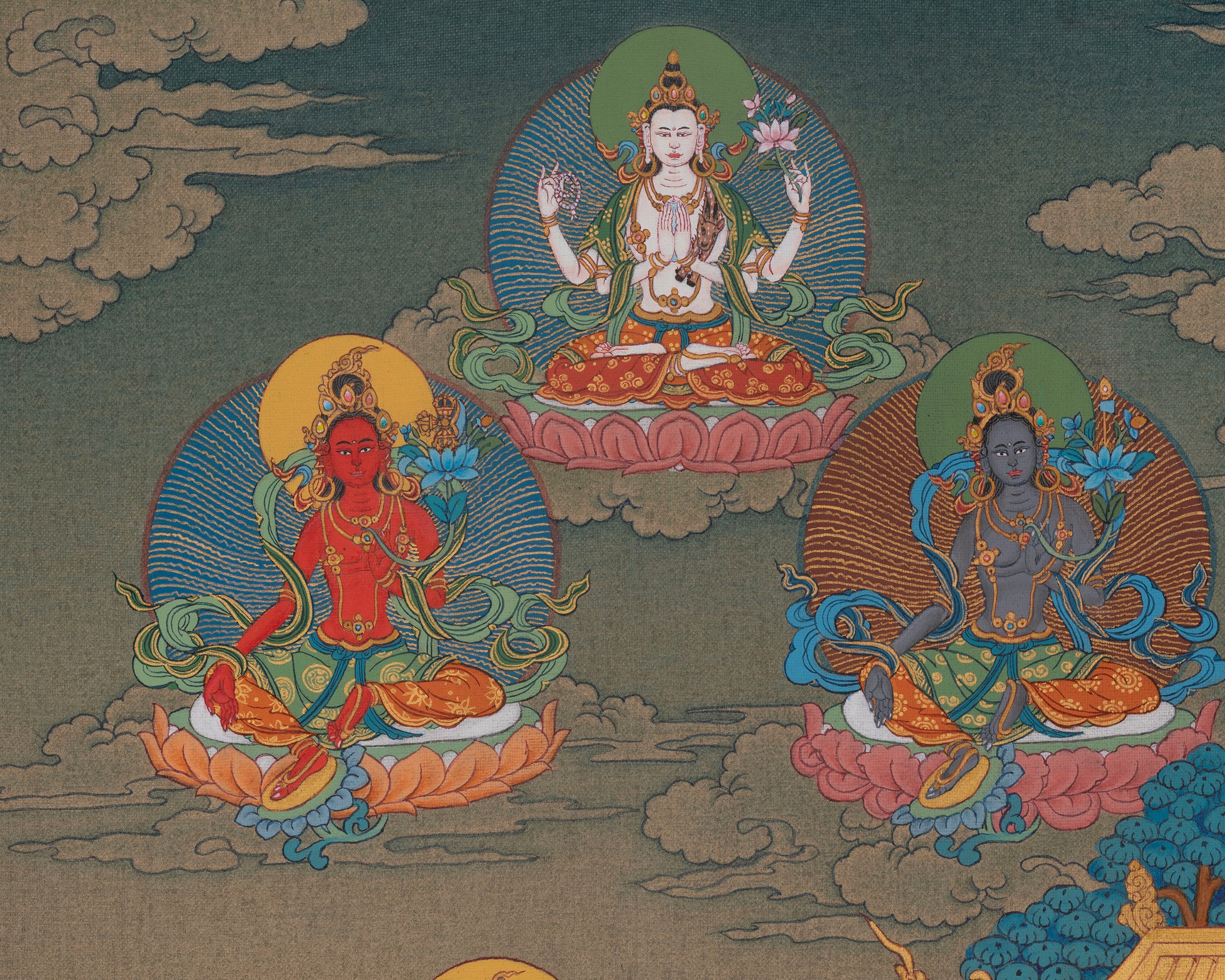 21 Tara Spiritual Art | Sacred Tara Forms Artwork | Thangka Painting | Shyama Tara