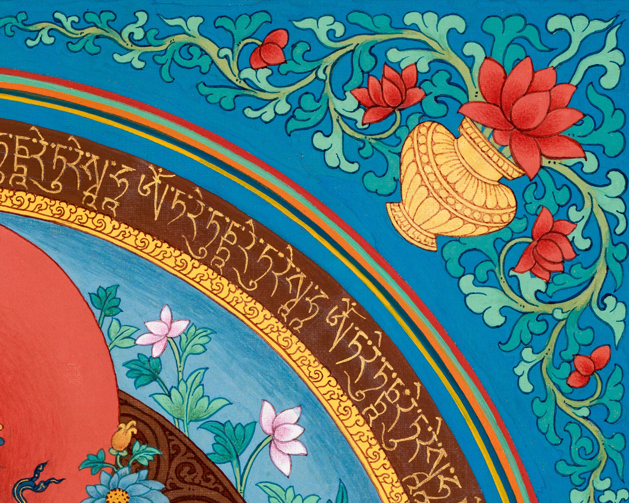 Unique Mantra-Mandala Tara Thangka | Mother Green Tara Artwork