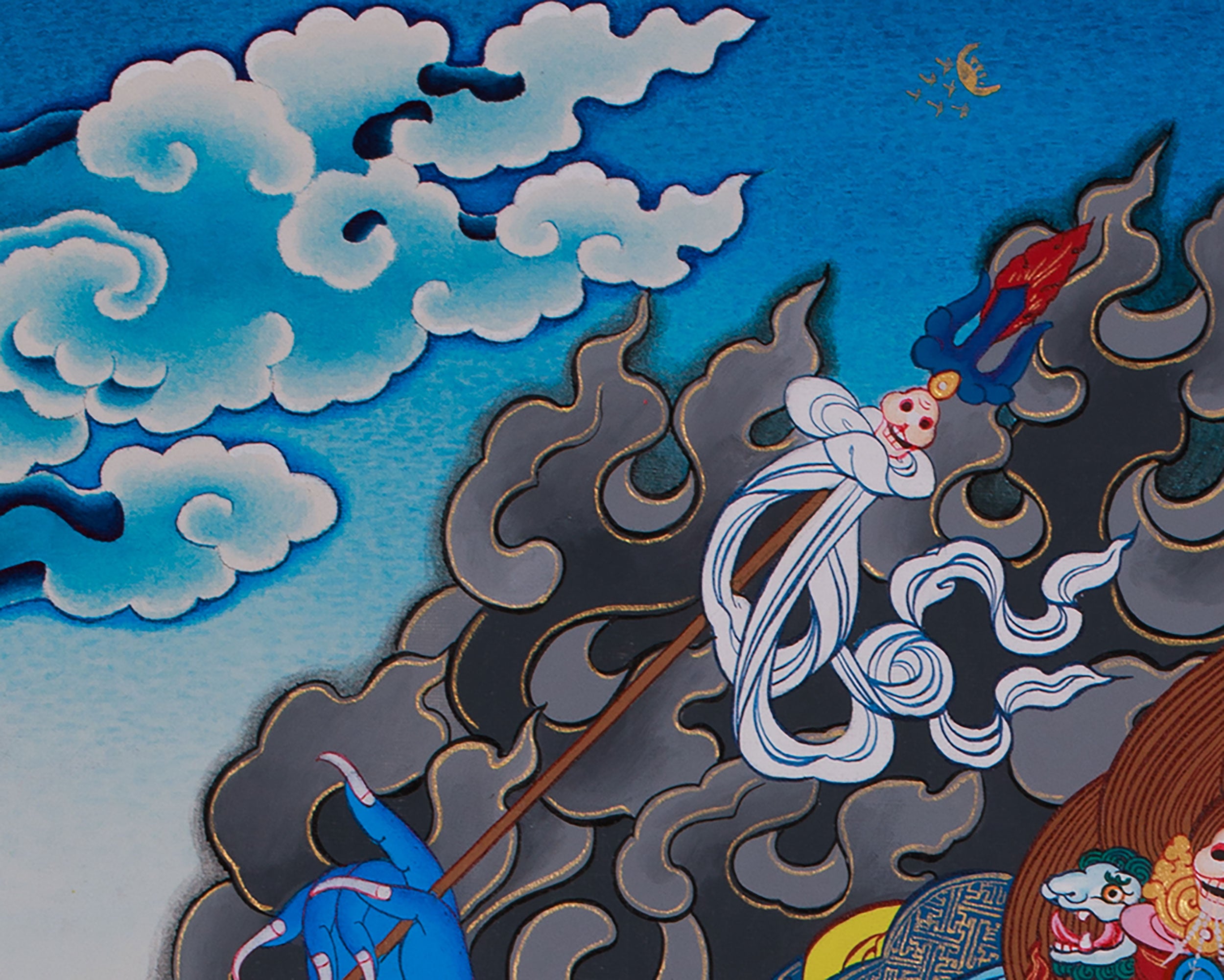 Hand-Painted Goddess Palden Lhamo Thangka | Wrathful Dharma Protector Deity