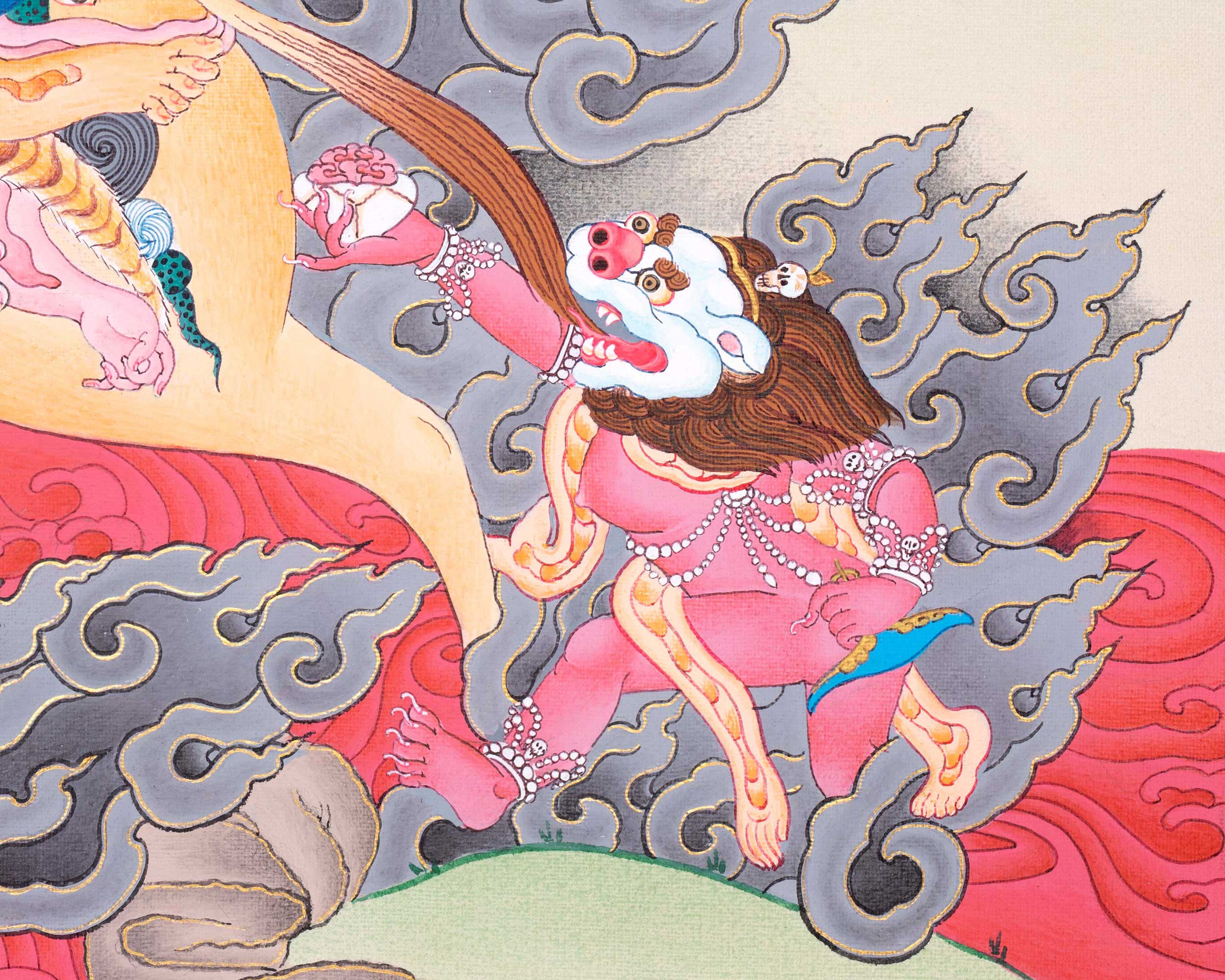 Palden Lhamo Prayer Thangka | Hand-Painted Buddhist Deity Painting