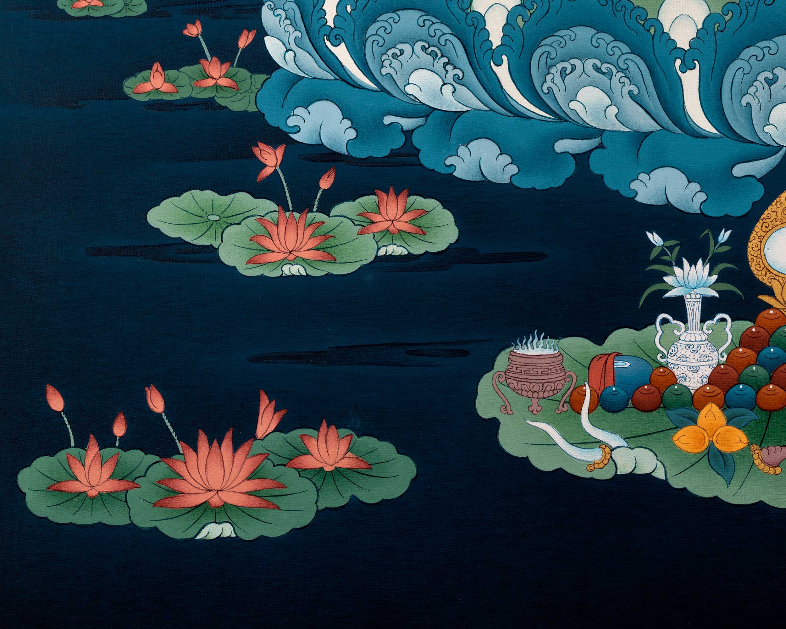 The Radiant Manjushri Thangka Print | The Bodhisattva of Wisdom Canvas Print
