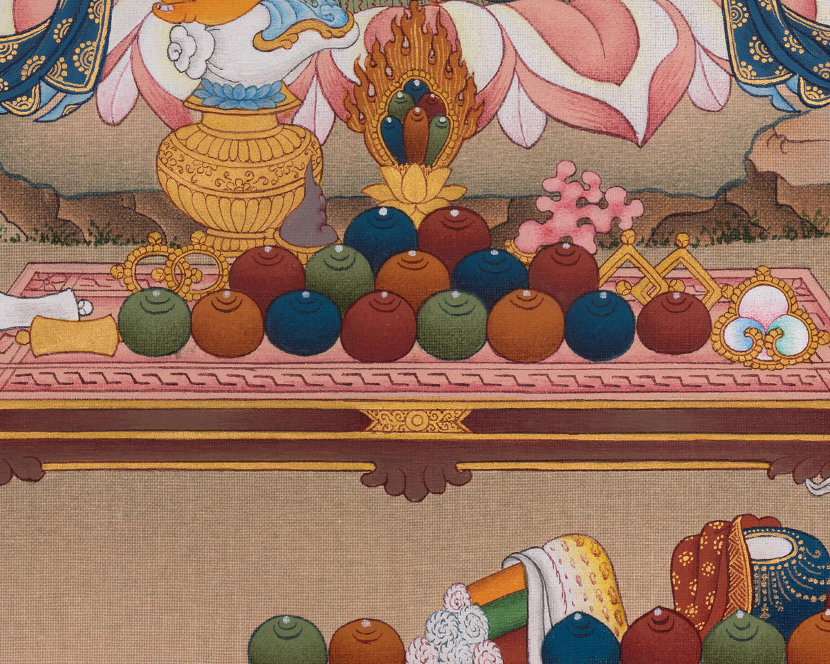 Dzambhala Sacred Thangka | Buddhist Wealth Deity of Prosperity and Generosity | Hand-painted Artwork