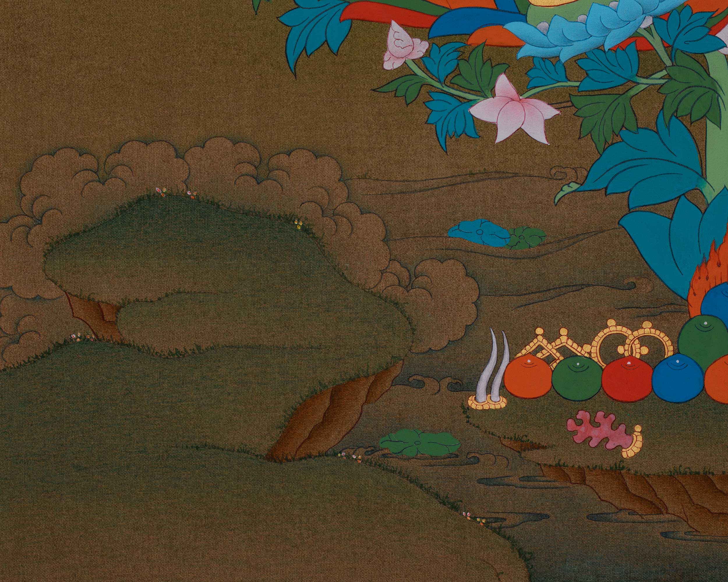 Spiritual Shyama Tara Thangka | Goddess Green Tara Artwork | Protection Deity