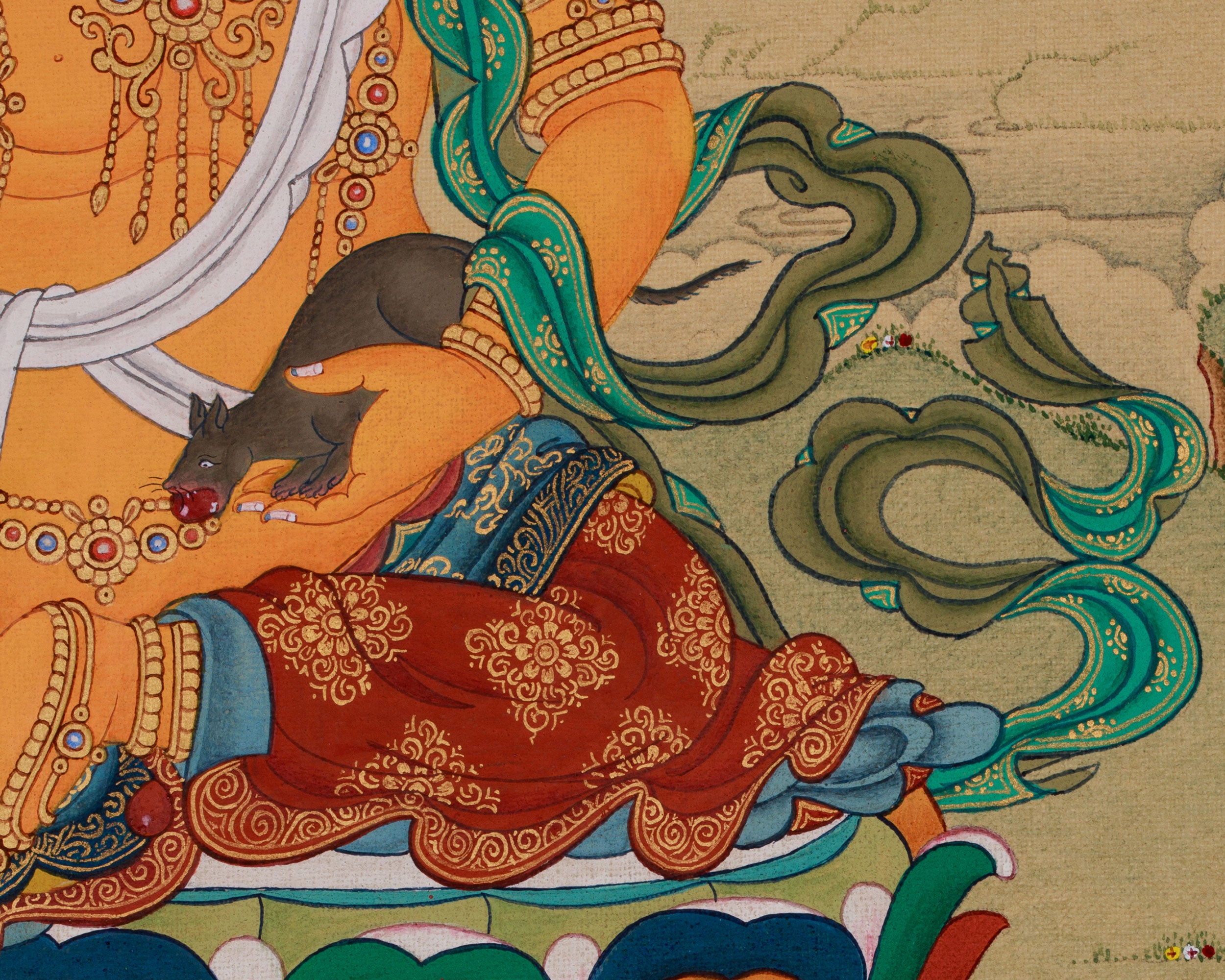 Tibetan Dzambhala with Ratnasambhava | Wealth Deity and Abundance