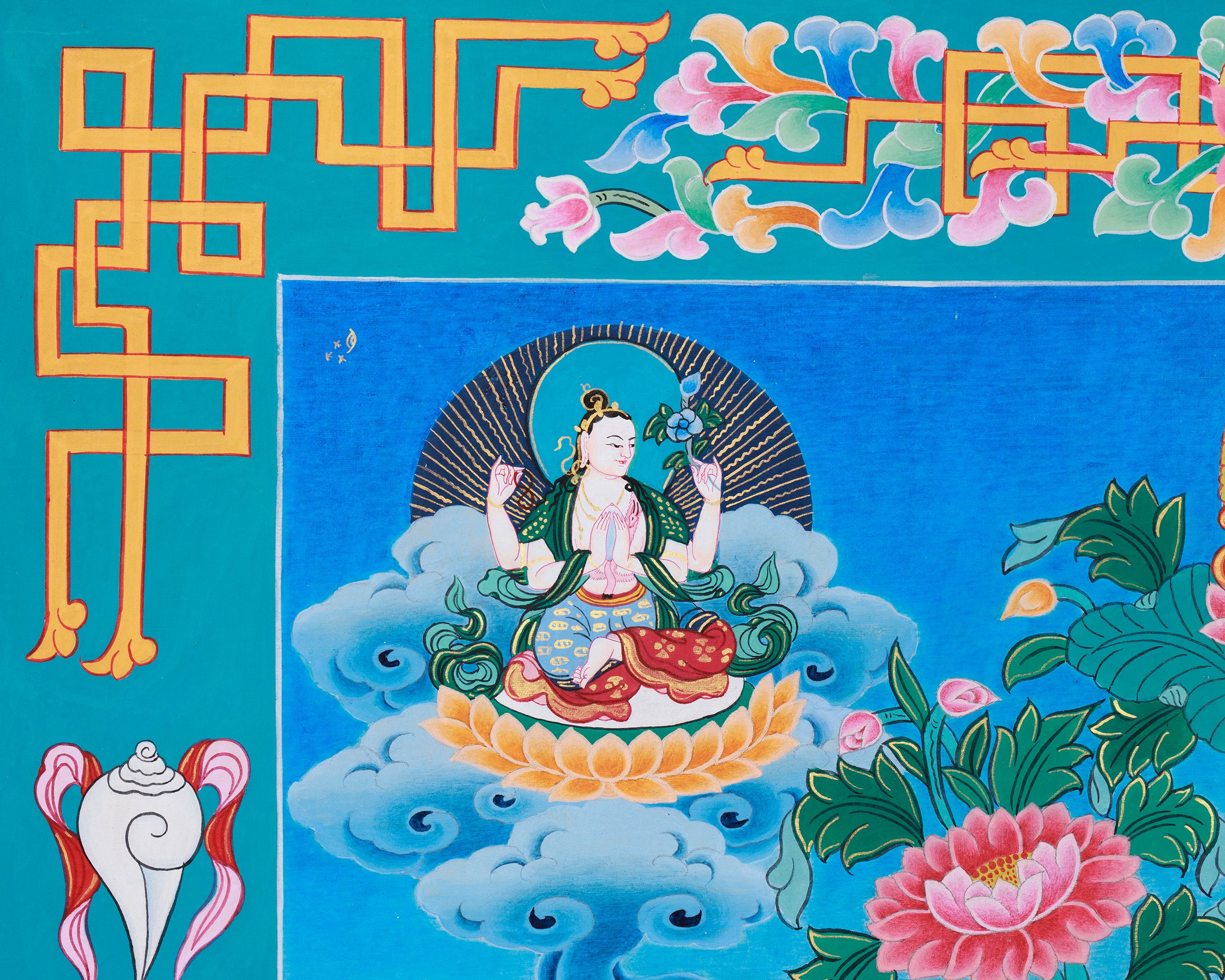 Goddess White Tara Thangka Art | Tibetan Buddhist Healing Artwork | Sita Tara
